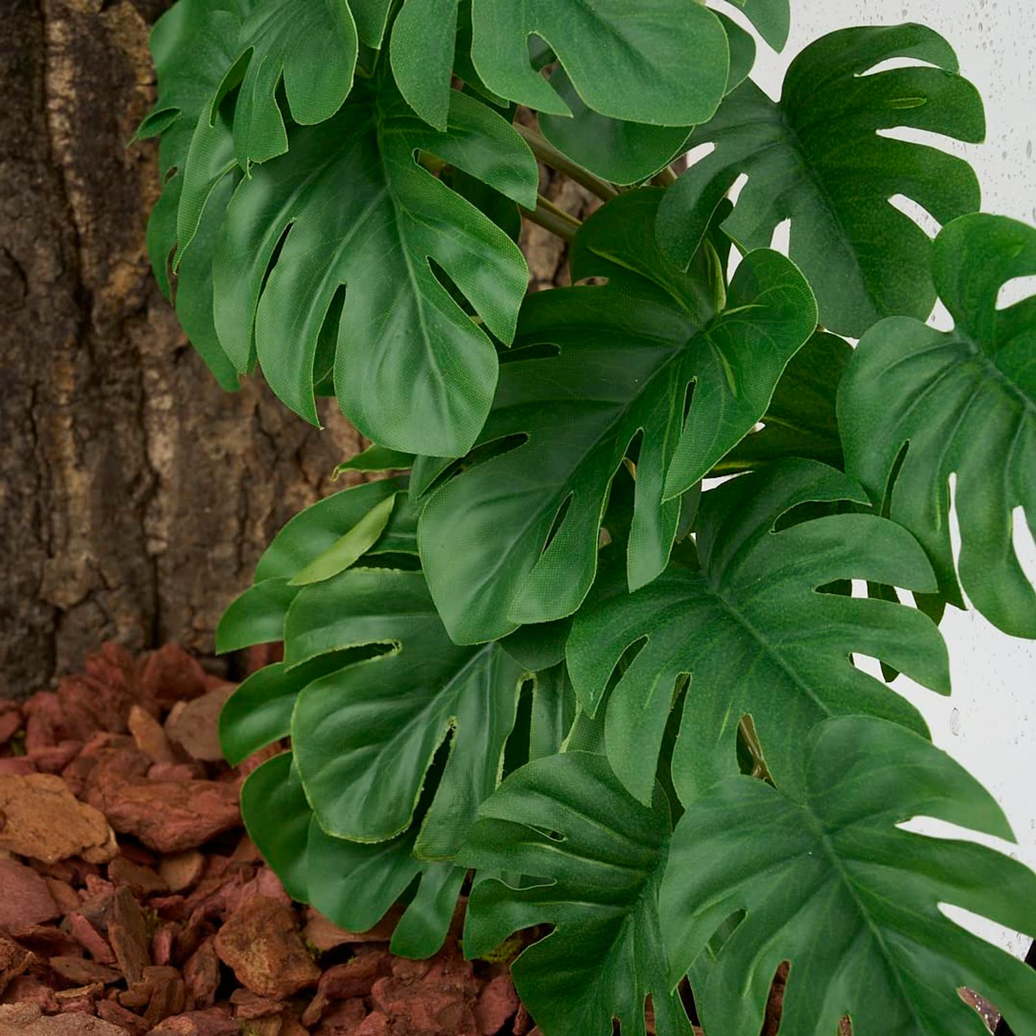 WOLEDOE Reptile Plants for Terrarium, Amphibian Habitat Decor Artificial Hanging Plants with Suction Cup - Fake Monstera