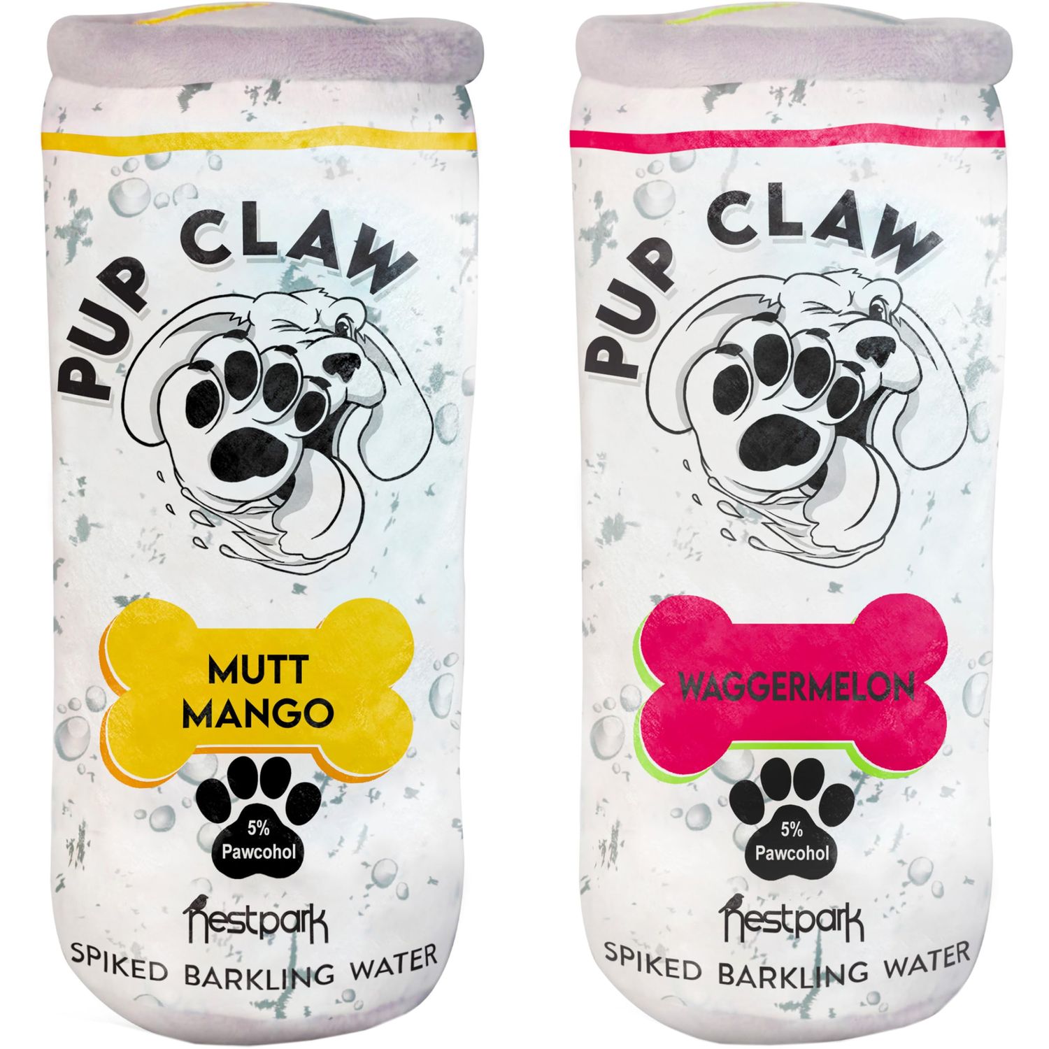 Nestpark Pup Claw Dog Toys - Funny Cute Plush Dog Toys with Squeaker - Parody (2 Pack) (Tropical Pack)