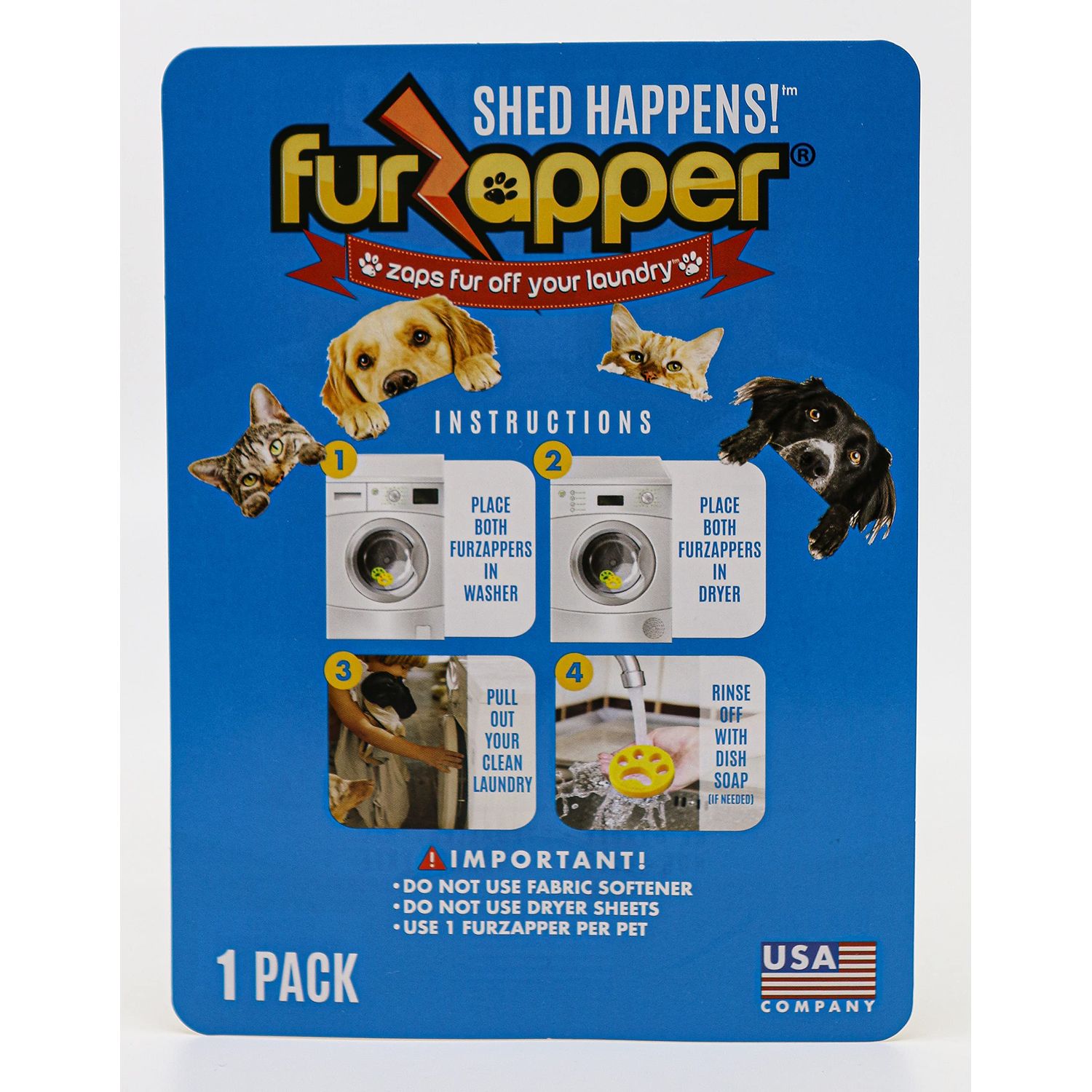 1 PK FurZapper Pet hair remover for laundry