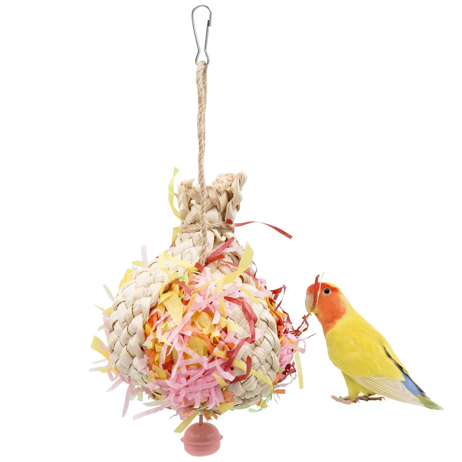 Oooct Colorful Bird Chewing Toy, Parrot Shredder Toy, Parrot Beak Grinding Toy with Bells, Bird Cage Accessories, Cage Toys for Cockatiels Parakeet Parrot Budgies Rat Hamster Chinchilla African Grey