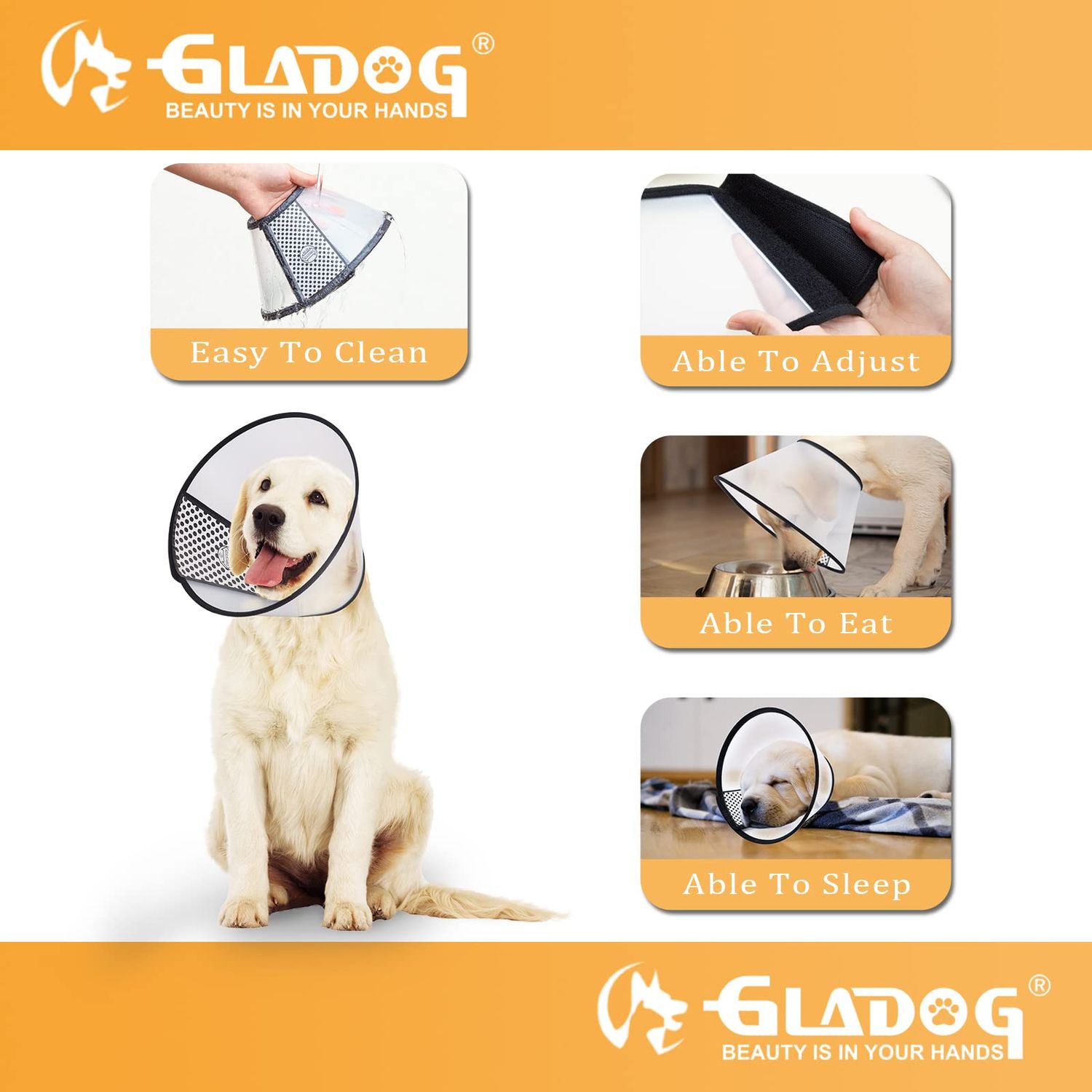 Soft Dog Cone Collar, 2 PCS (for Exact Size) Flexible Plastic Cone for Dogs After Surgery, Dog Recovery Collar, Adjustable E-Collar for Large/Medium/Small Dogs Cat, Comfy Elizabethan Collar (M)