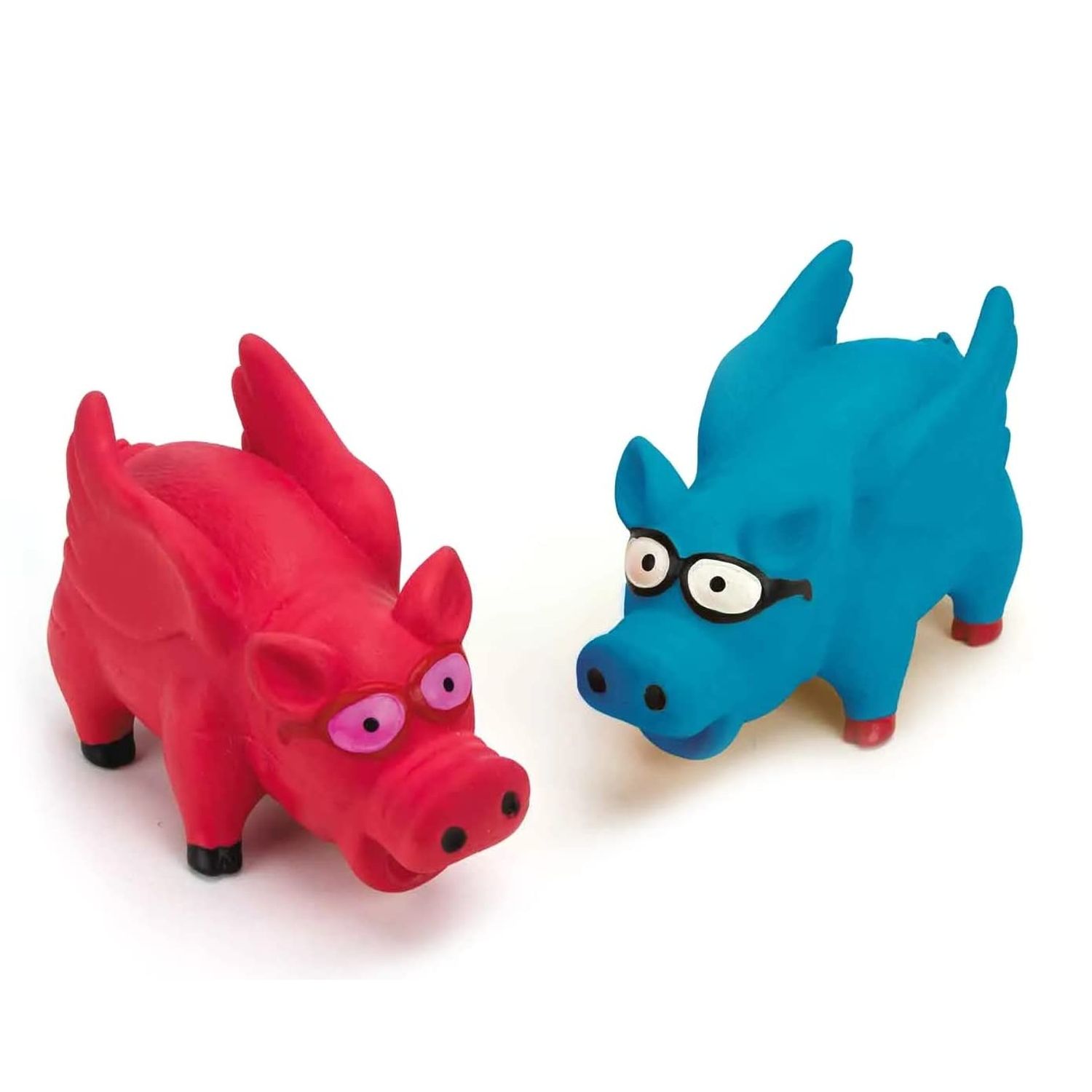MPP Flying Grunting Pig Dog Toy Durable Latex Choose Blue Pink or Set of Both Colors (Set of Both Toys)