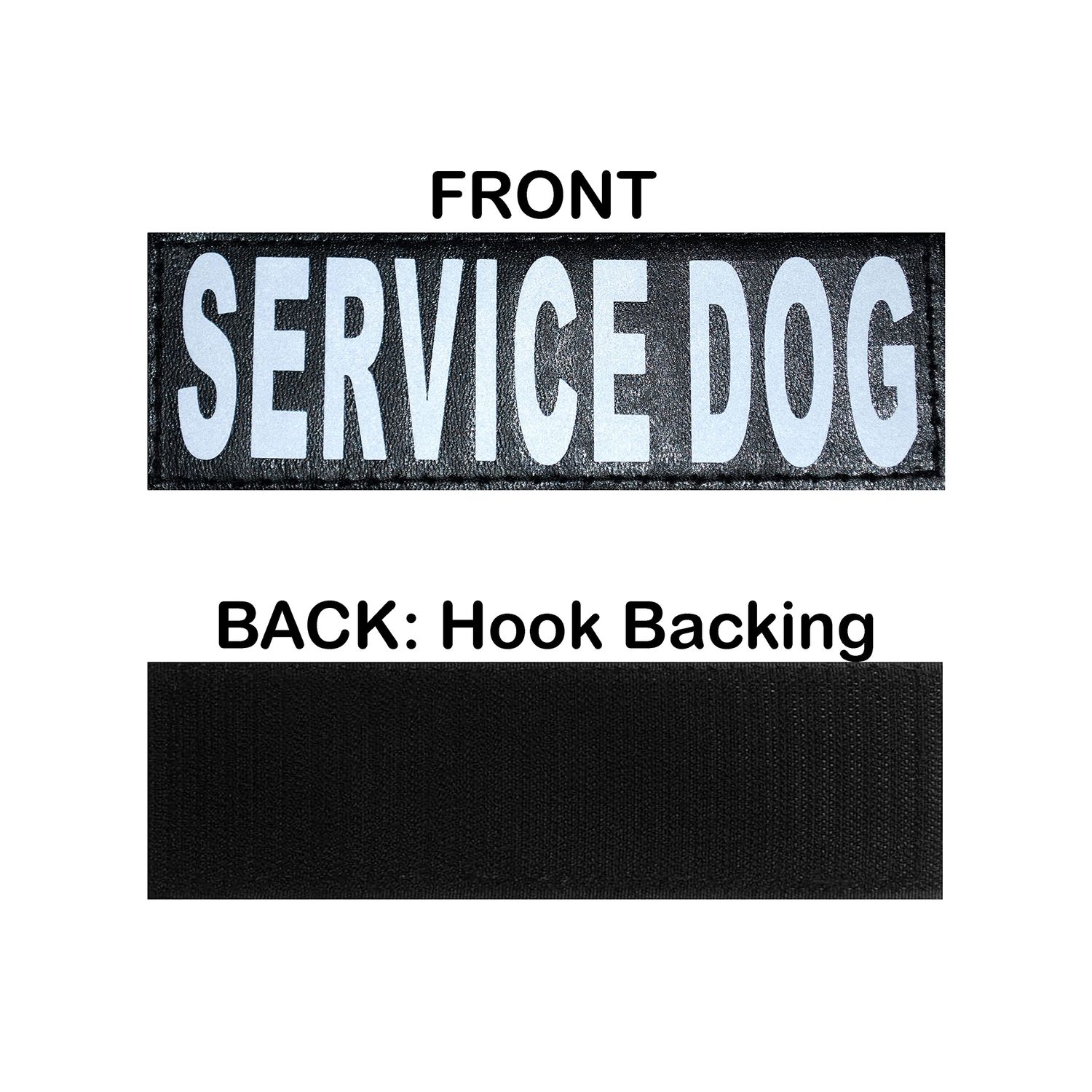 Doggie Stylz Set of 2 Reflective Service Dog Reflective Removable Patches with Hook Backing for Working Dog Harnesses & Vests. 3 Sizes Small, Medium and Large (Small 3"x1")