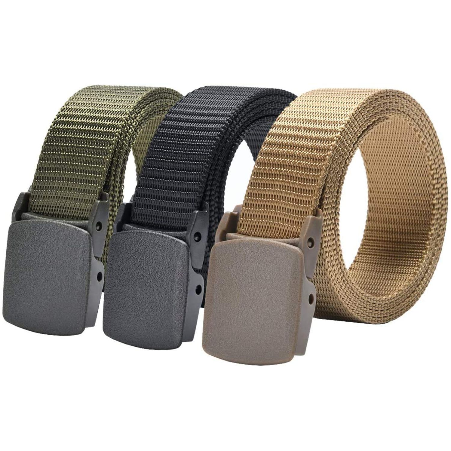 Fierce Military Nylon Style Belt,Tactical Belt, Riggers Belts for Men andWomen, 1.5Inch No Holes Quick Release Heavy Duty Tactical Belt for Men and Women-Tactical Belt for Cargo Pants 3Pack