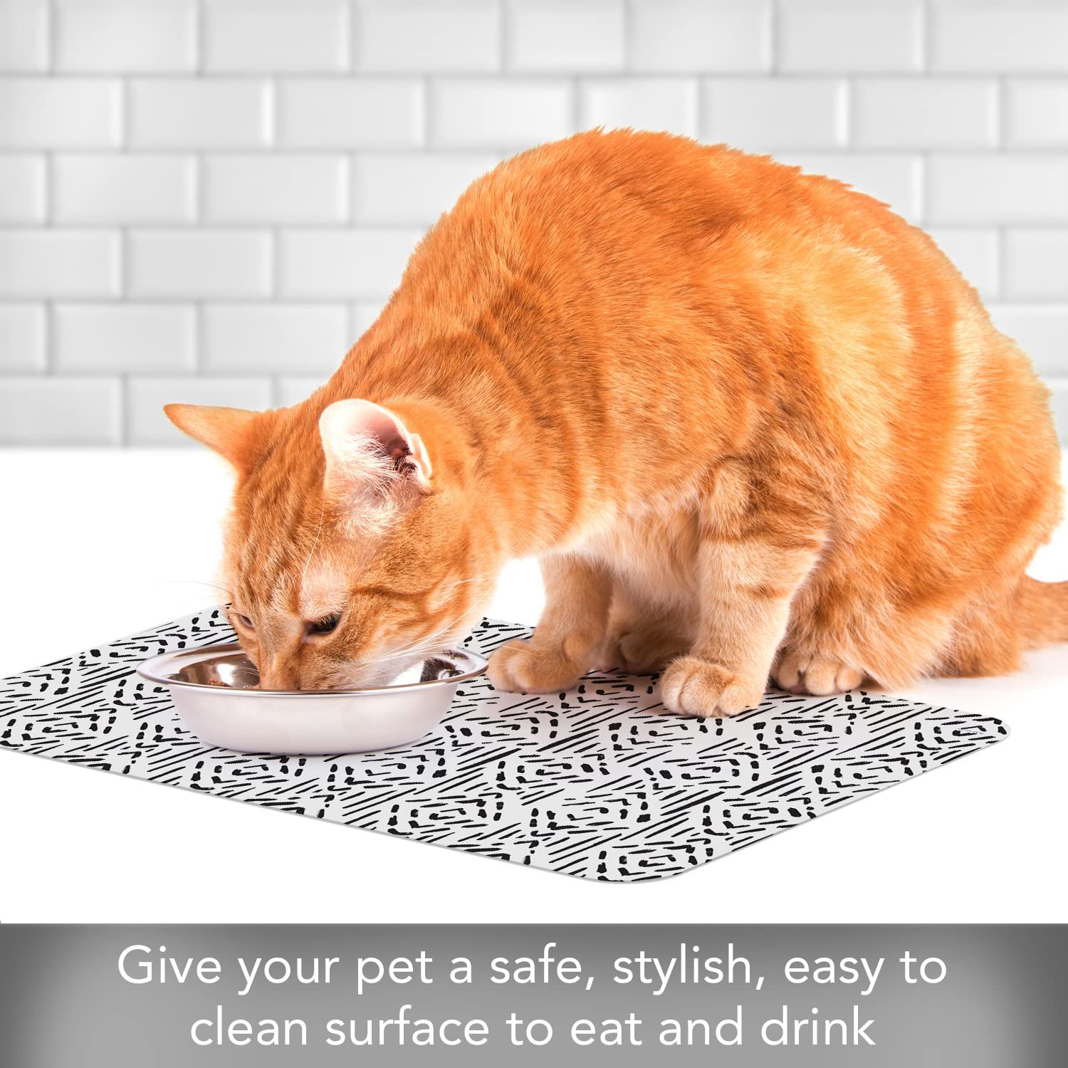 CounterArt Tribal Easy Care Waterproof Pet Placemat 17.13” x 11.25” Made in The USA of BPA Free Plastic, Safe for Pets, Protects Floors from Cat & Dog Bowls