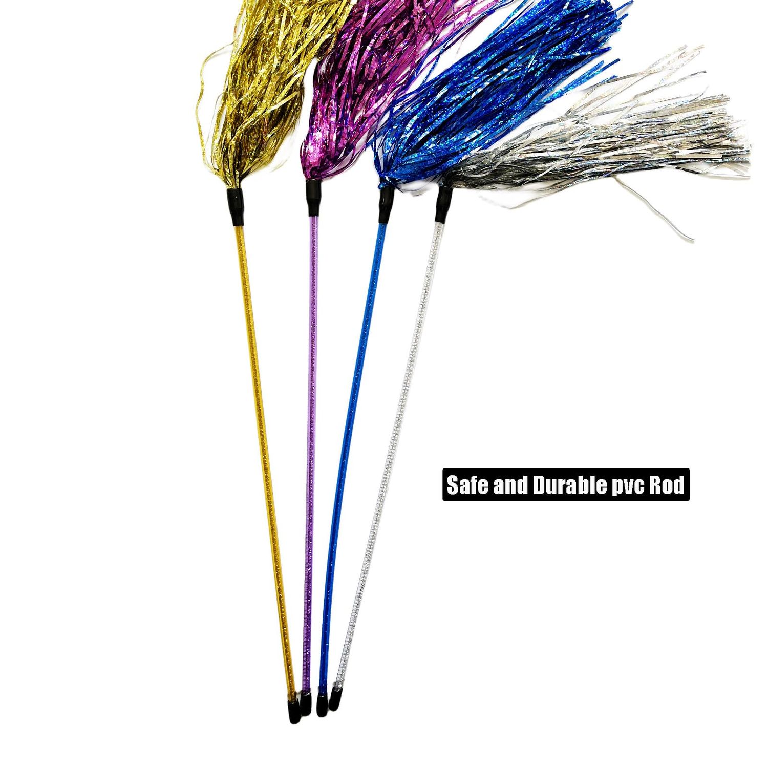 IUHKBH Cat Wands, 4 PCS Colorful Cat Tassel Toys with Bell Interactive Cat Teaser Wand for Cat Kitten Having Fun Exerciser Playing
