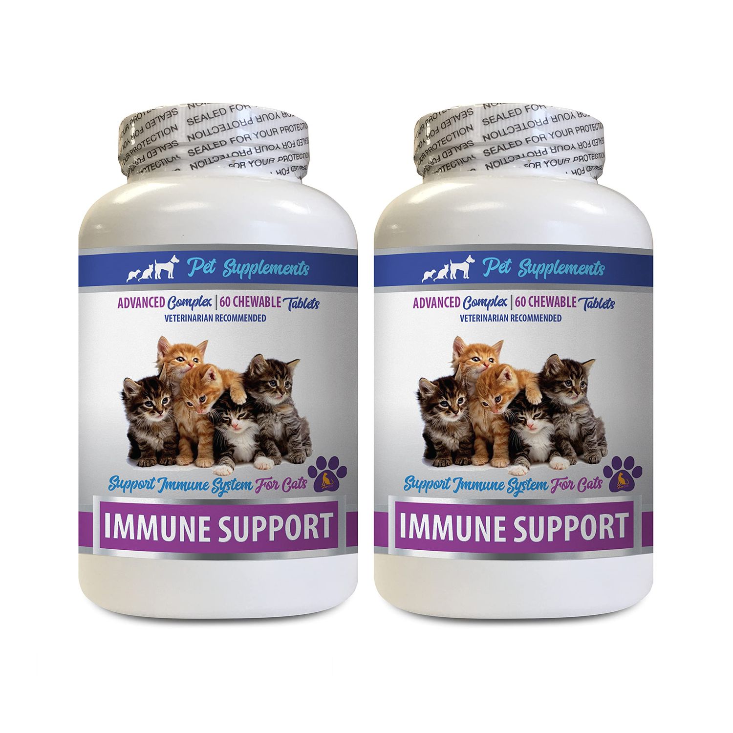 PET SUPPLEMENTS Elderly cat Treats - CAT Immune Support - Booster - Premium Complex - Treats - cat Immune Supplement - 2 Bottle (120 Chews)