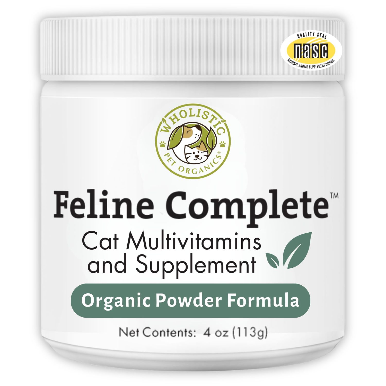 Wholistic Pet Organics Feline Complete - 4 Oz - Multivitamin & Probiotic Powder for Cats - Natural Cat Food & Digestive Support