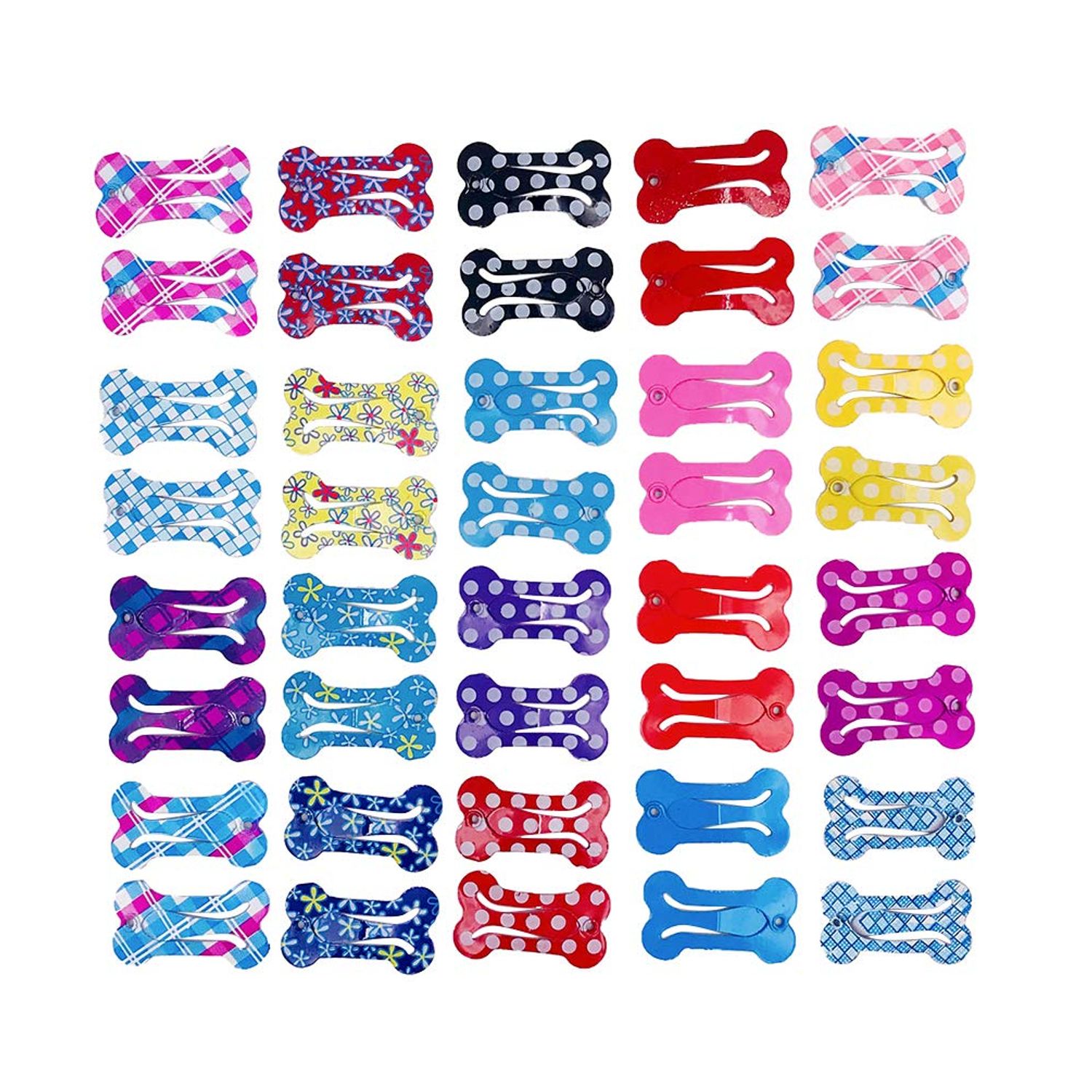 PET SHOW Cute 1" Small Bone Snap Hair Clips Pet Grooming Products Dog Cat Puppy Hair Accessories Random Color Pack of 20