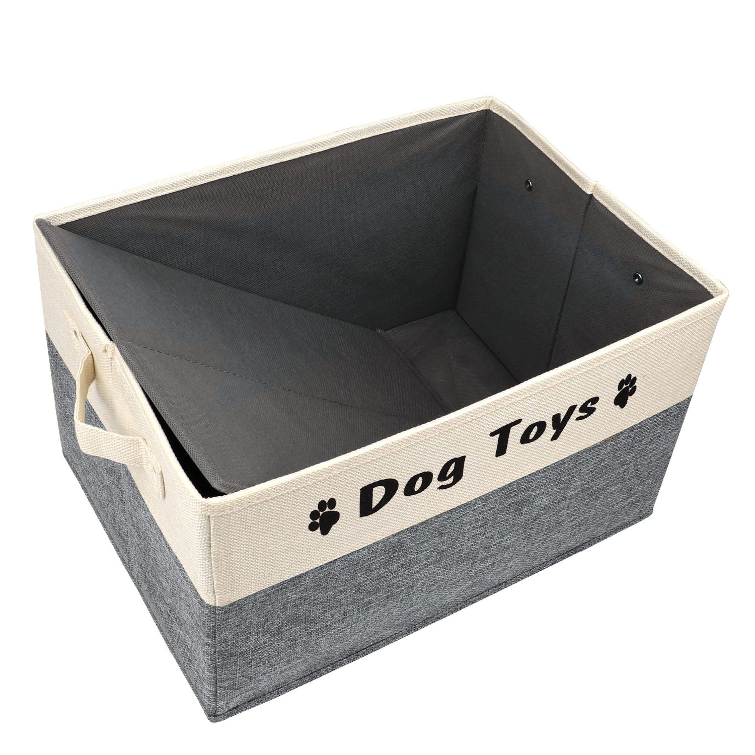 PET ARTIST Dog Toy Basket - Foldable Dog Toy Bin with Comfortable Handles - Collapsible Dog Toy Storage Box for Pet Toys, Dog Coat, Dog Accessories, Gray, 15"x11"x9"