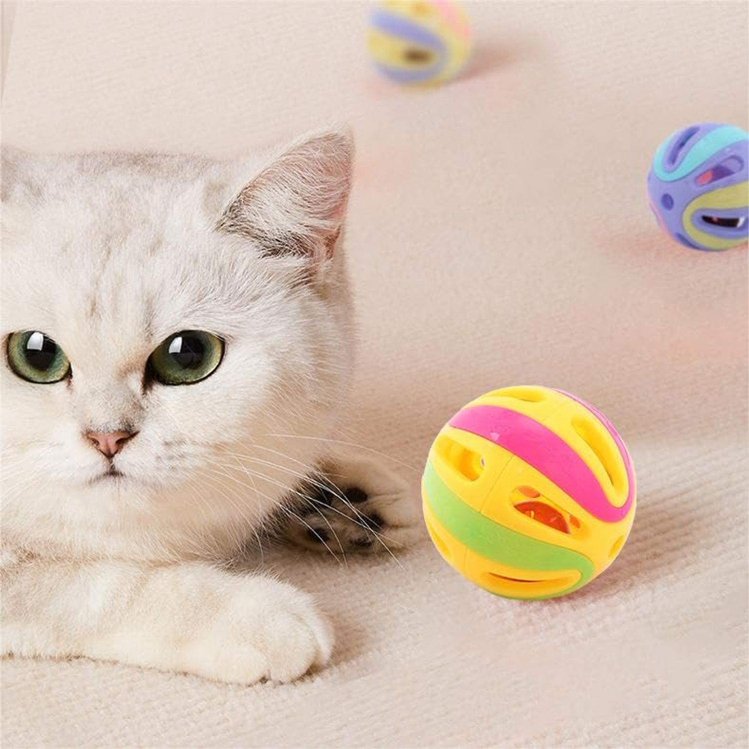 LIVE4COOL 9 Pcs Cat Toys Bell Balls Self-Help Boredom Sounding Bells Tease Cat Nibbling Balls Rattle Toy Balls