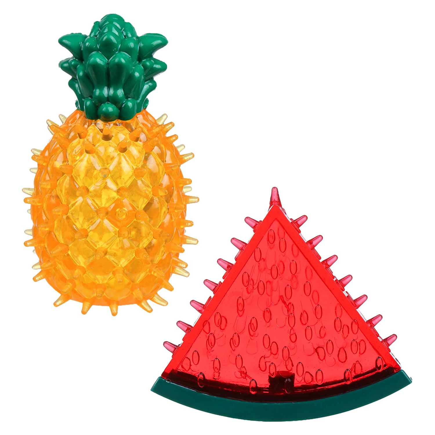HomeSoGood 2pcs Dog Cooling Chew Toys, Summer Ice Interactive Dogs Toys, Watermelon Pineapple Shape Teething Toys