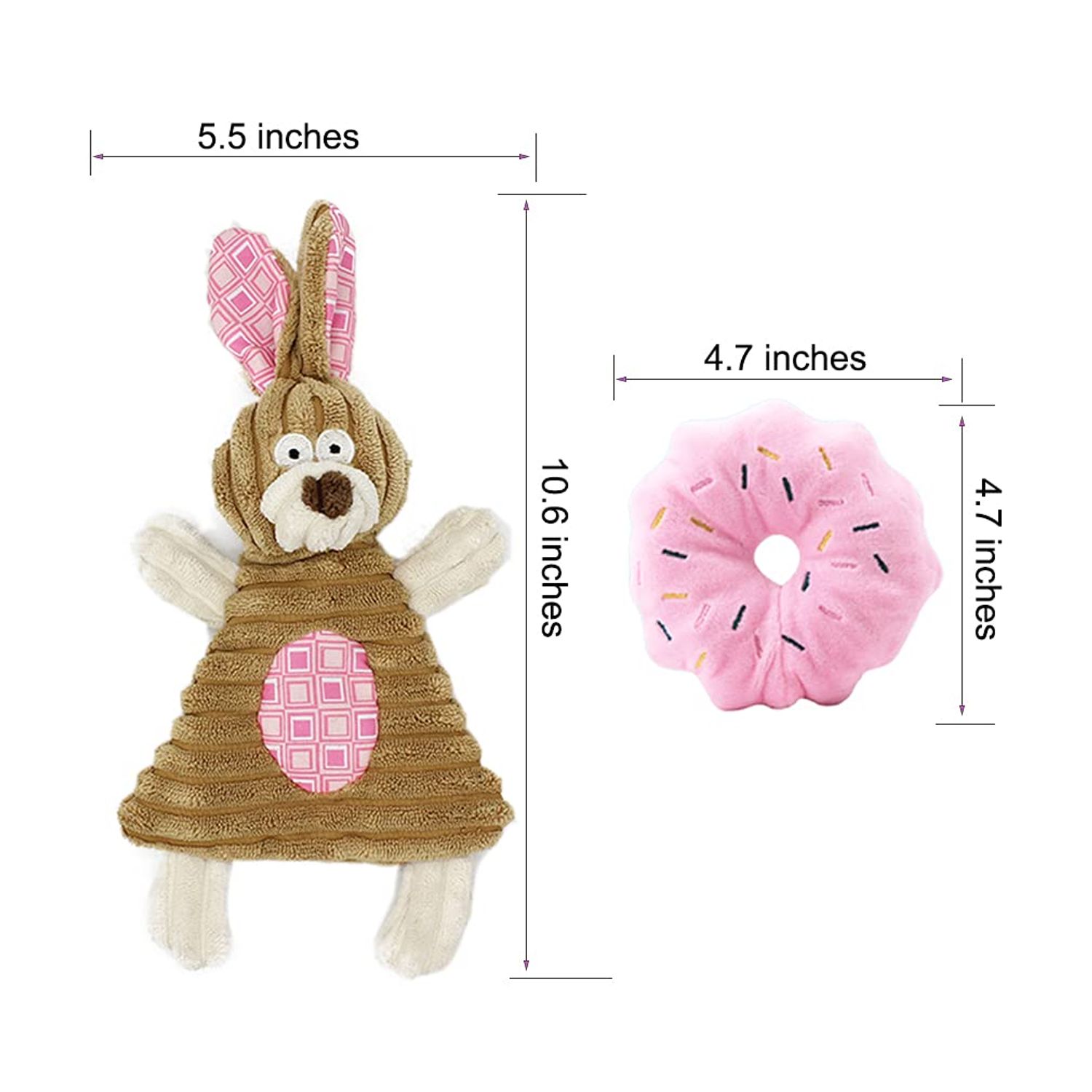AoLaCo Puppy Toys for Teething Puppies, Puppy chew Toys for Small Dogs, Plush Squeaky Bunny Dog Toys for Puppies, Small Puppy,Pink, 4pcs