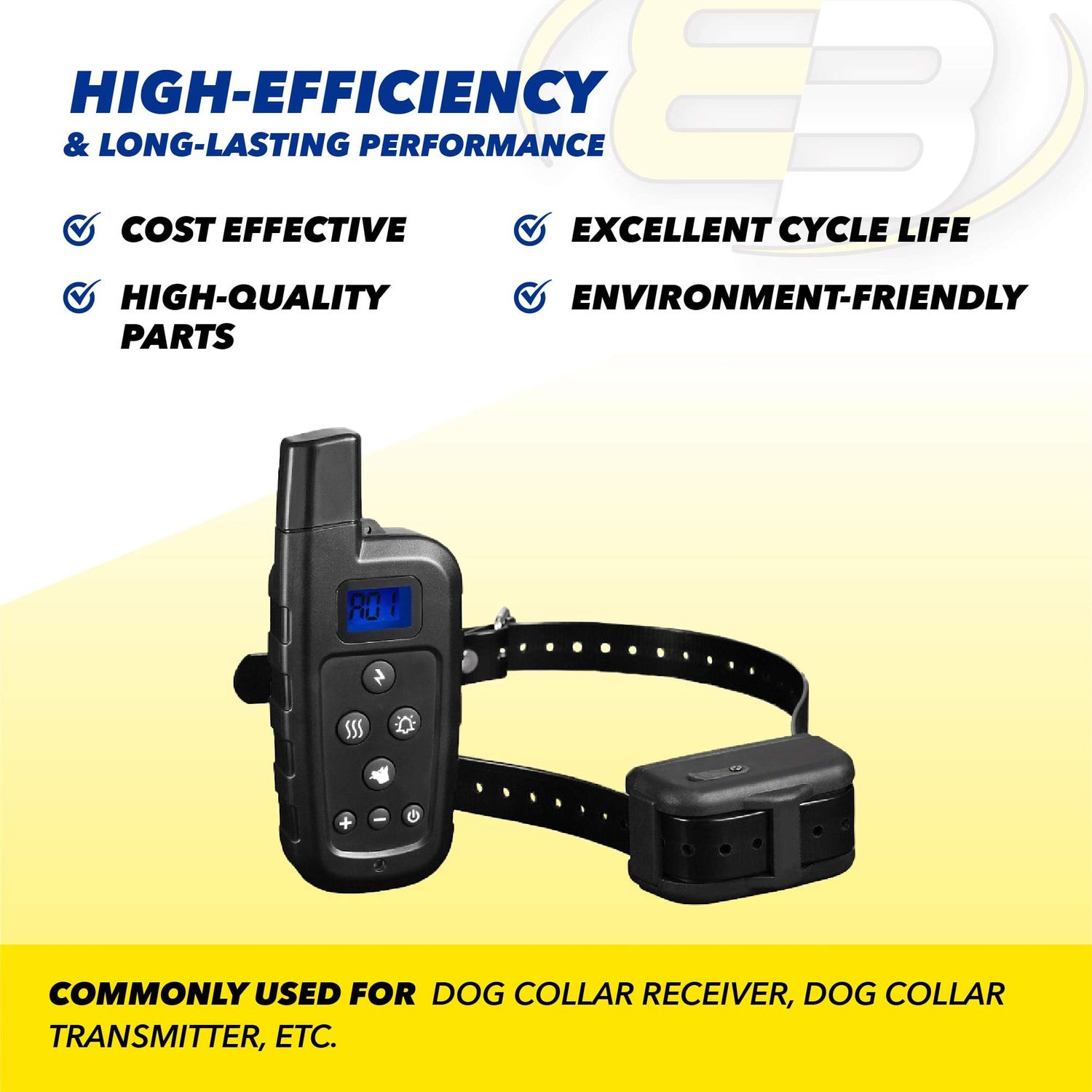 Exell Battery 7.5V 150mAh Dog Collar Battery Replaces Dog Watch Freedom Fence Pet Stop Used fits Dog Fences Bark Training Obedience Pet Training Teaching Fetch Running Fields Leashes