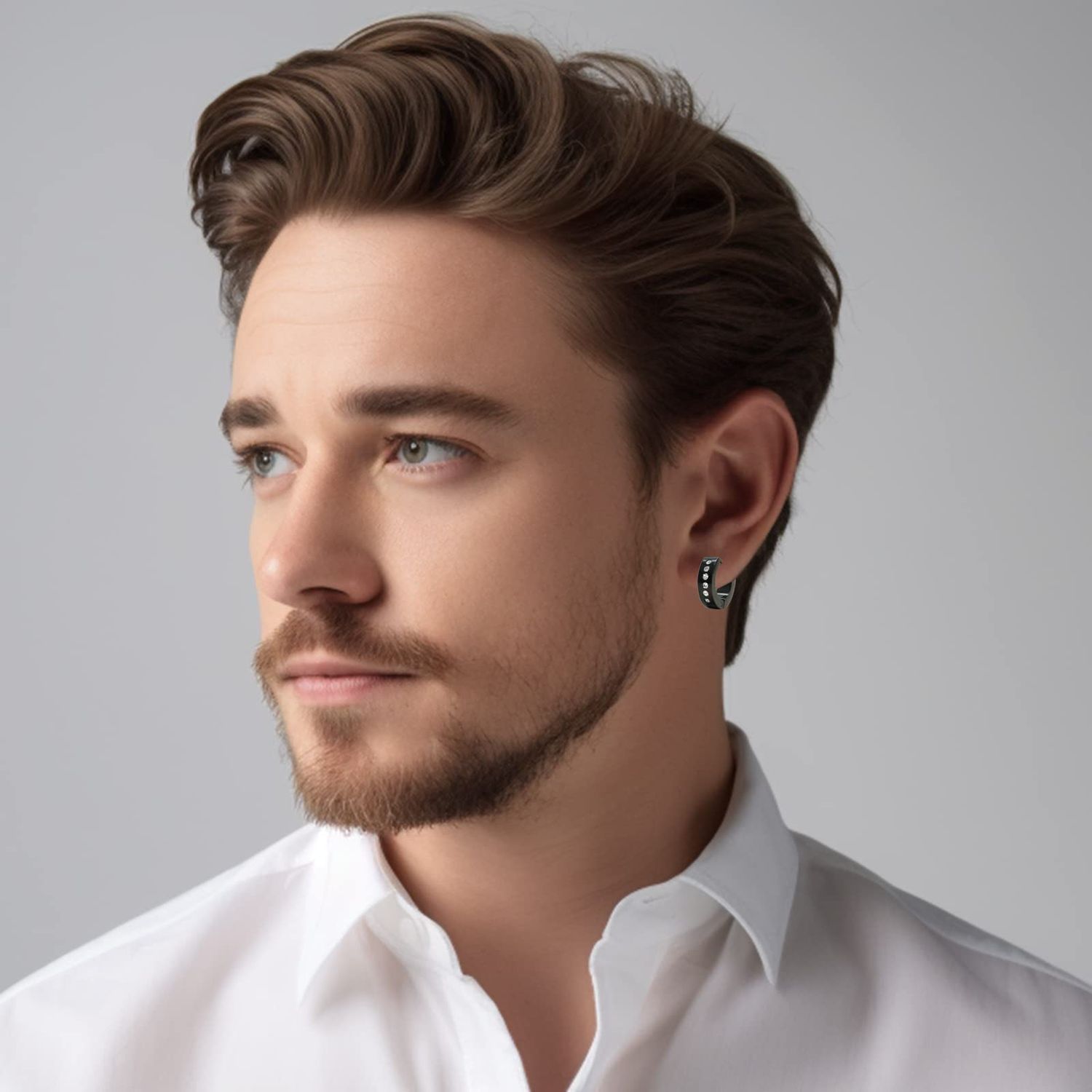 KWUNCCI Earrings for Men, 15 Pairs Men Earrings Hoop, Surgical Stainless Steel Earrings, Black Earrings for Men, Cross Dangle Hoop Earrings Set Fashion Piercing Jewelry