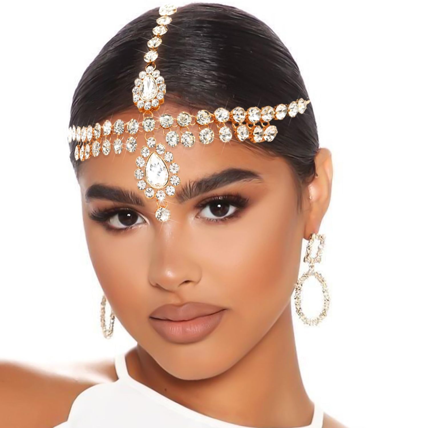 NAISKA Gold Bohemian Head Chain Tassel Headpieces Boho Headband Sparkly Hair Chain Flapper Party Prom Costume Vintage Headband Wedding Roaring 20s Hair Accessories for Women and Girls