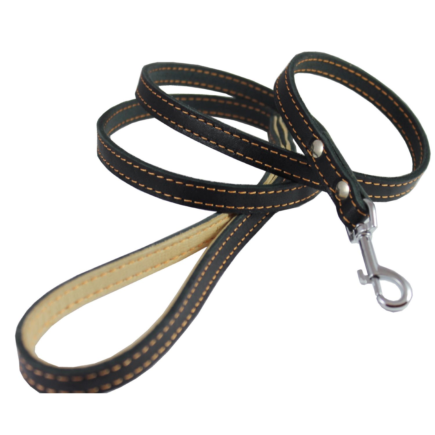 4' Genuine Leather Classic Dog Leash 1/2" Wide, Small and Medium Dogs