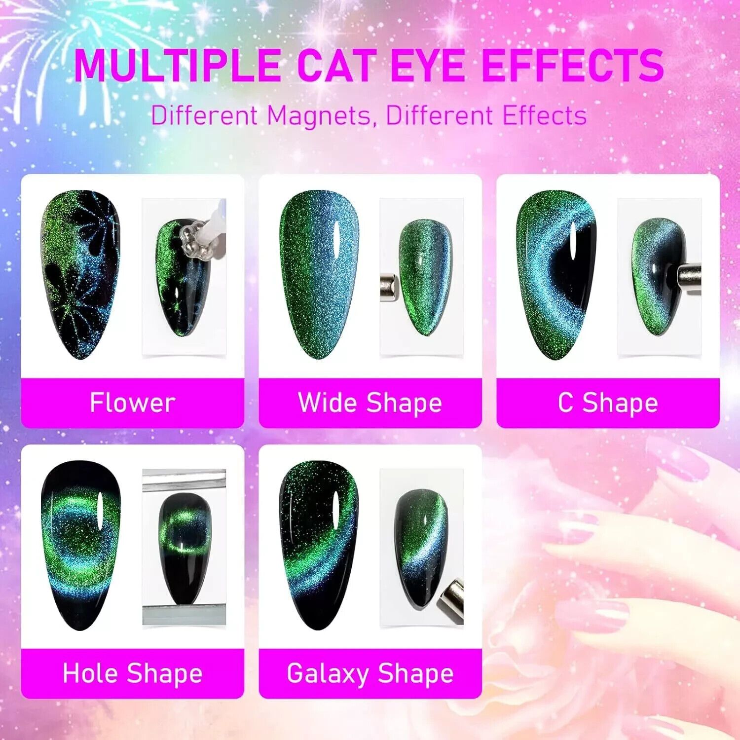 Cat Eye Gel Nail Polish with Magnet 9D Galaxy Cateye Manicure Soak off UV DIY Sa