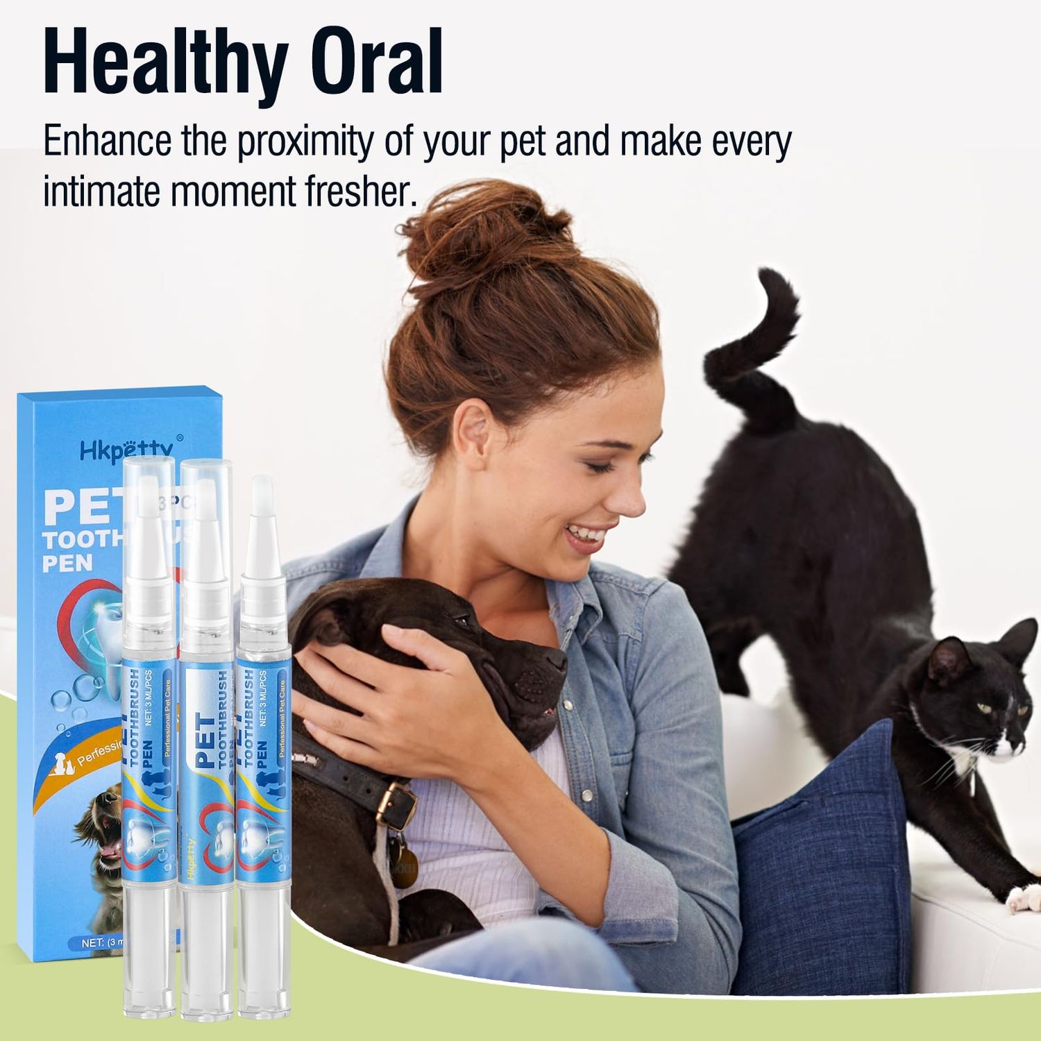Hkpetty 3PCS Pet Toothbrush Pen,Teeth Brightening Pen for Dog-Pet Dog/Cat Teeth Cleaning Pen for Dental Care,Dogs Cats Natural Plants Tartar Remover Tool