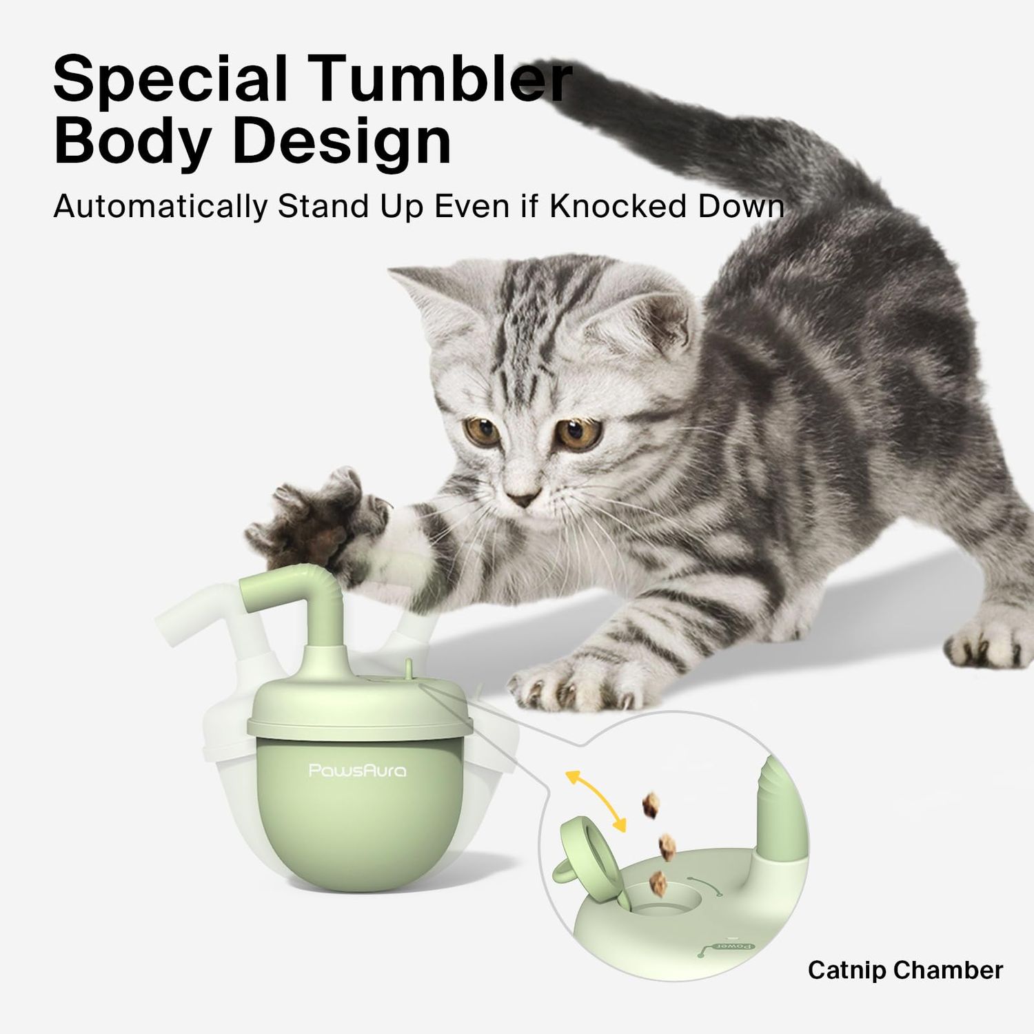 OFFBEATISM Cat Laser Toys, Automatic Cat Laser Toy Tumbler Design, Rechargeable Cat Laser Pointer 360°Irregular Rotation, 3 Modes Interactive Cat Toy for Indoor Cats of All Ages and Sizes (Green)