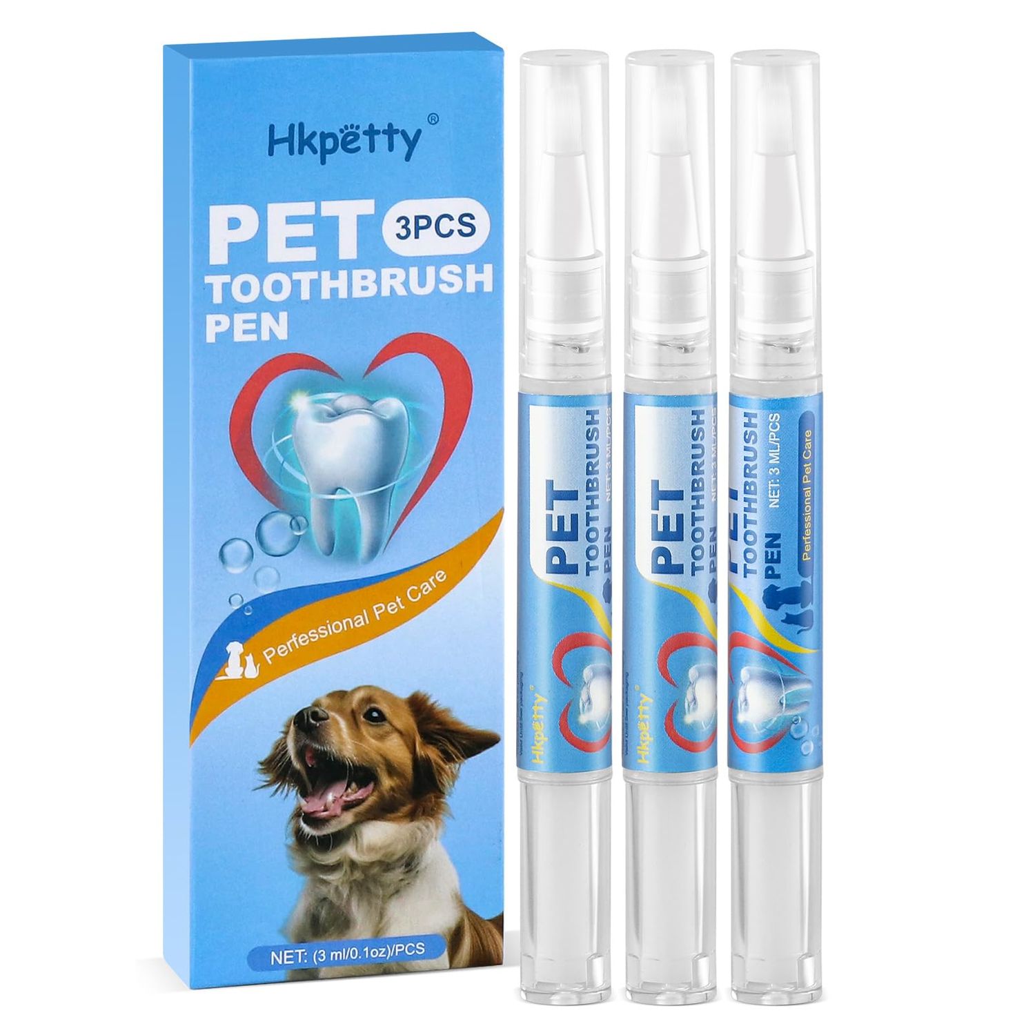 Hkpetty 3PCS Pet Toothbrush Pen,Teeth Brightening Pen for Dog-Pet Dog/Cat Teeth Cleaning Pen for Dental Care,Dogs Cats Natural Plants Tartar Remover Tool