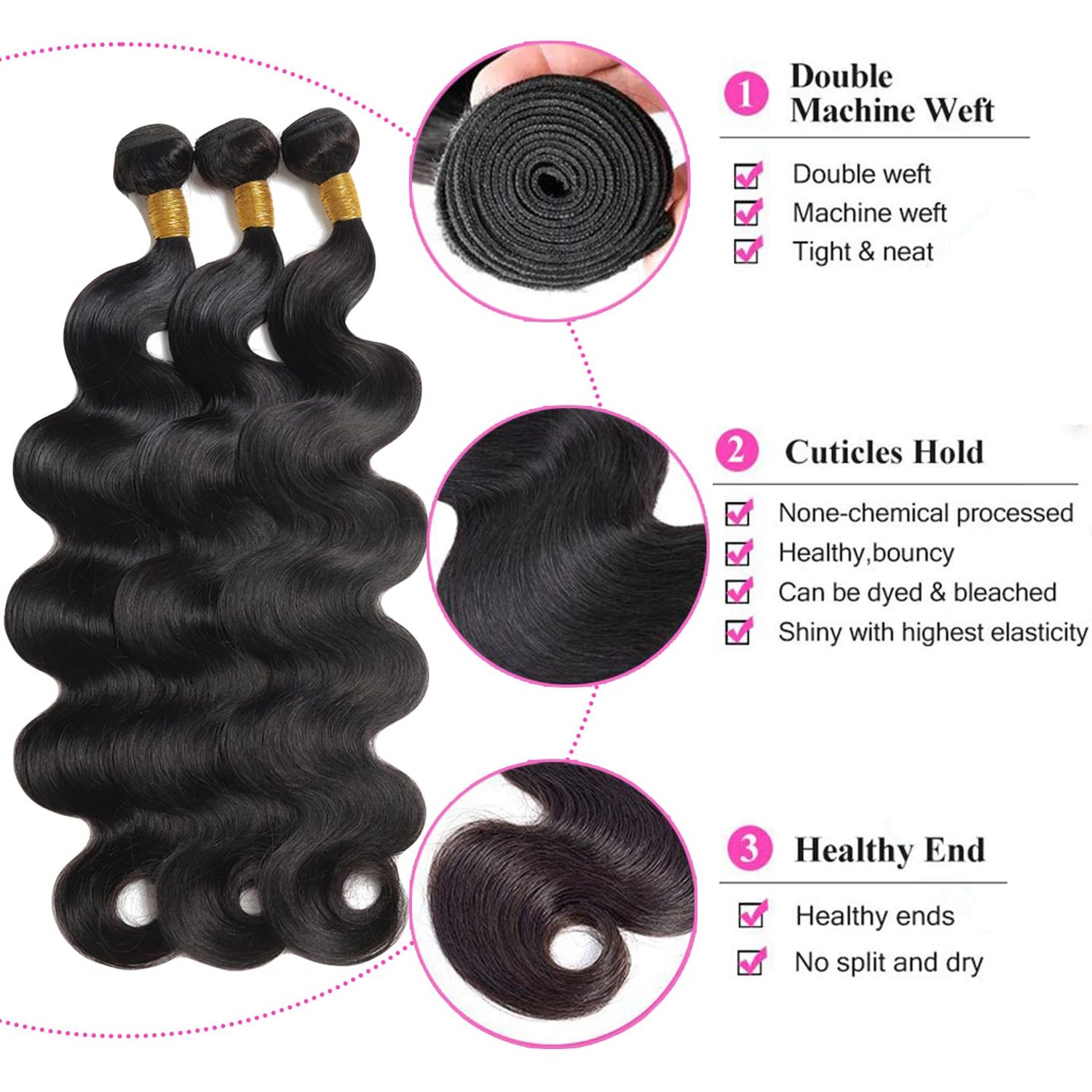 Releek 12A Grade Brazilian Body Wave Human Hair Bundles With 4X4 Lace Closure Free Part (24 26 28+22) Inch Body Wave Hair 3 Bundles with Closure Body Wavy Human Hair Weave 3 Bundles 100% Unprocessed Brazilian Virgin Human Hair Extensions