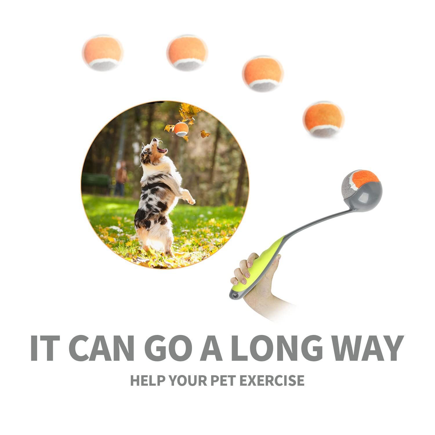 PAWISE Dog Ball Launcher Dog Fetch Toy Dog Tennis Ball Thrower