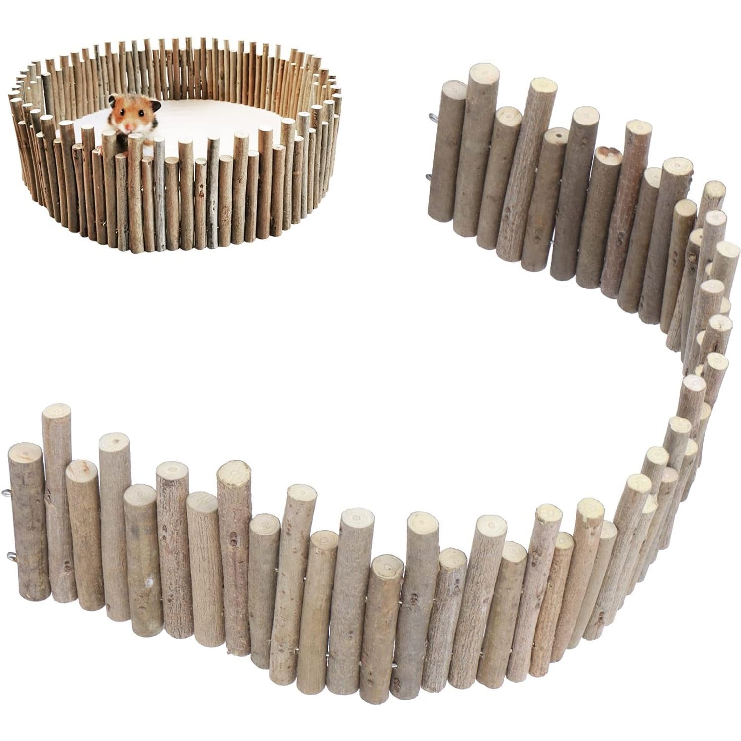 Haosie Flexible Hamster Wooden Bridge, 23.6In Hamster Fence, Hamster Cage Decor and Platforms, Hamster Cage Accessories (23.6In)