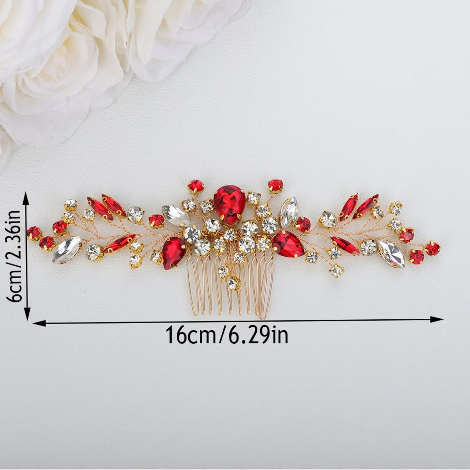 Teyglen Bride Crystal Wedding Hair Comb Champagne Rhinestone Bridal Side Comb Wedding Hair Accessories Teardrop Crystal Hair Piece Headpiece for Women Bride Girls (Champagne)