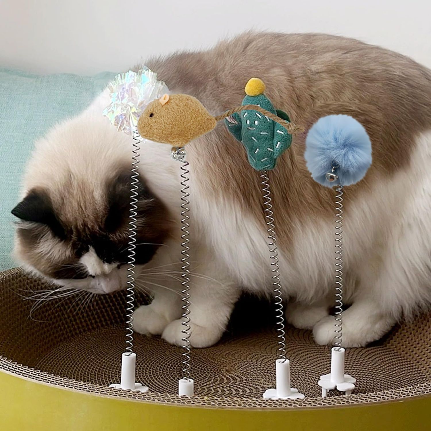 YOOLEETC 6PCS Cat Toys,Cat Wand Toy,Cat Scratcher Toys,Cat Scratcher Plug-ins & Cat Fun Themselves Play Toys,Fun Toy for Cat Kitty Kitten Puppy. (6PCS)