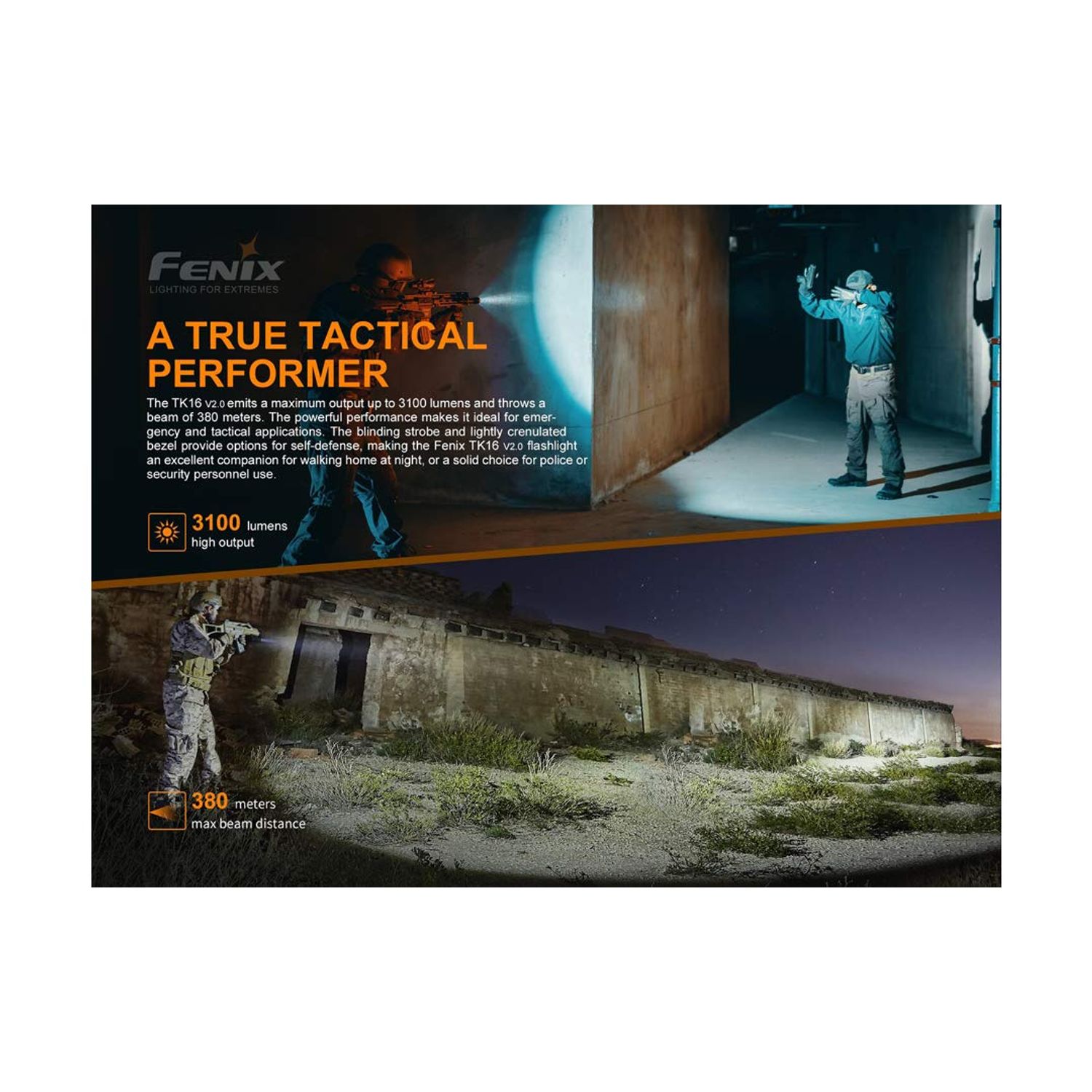 Fenix TK16 v2.0 Tactical Flashlight, 3100 Lumen Long Throw with Two USB-C ARB-L21-5000U and LumenTac Organizer