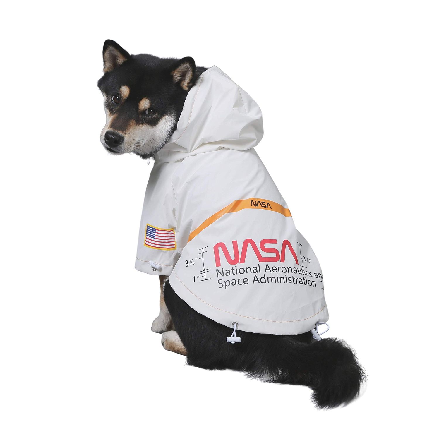 ChoChoCho NASA Dog Raincoats, Reflective Rain Jacket Water Proof, Dog NASA Costume, Dog Clothes, Pet Stylish Streetwear Outfit for Dogs Cat Puppy Small Medium Large (White, 4XL)