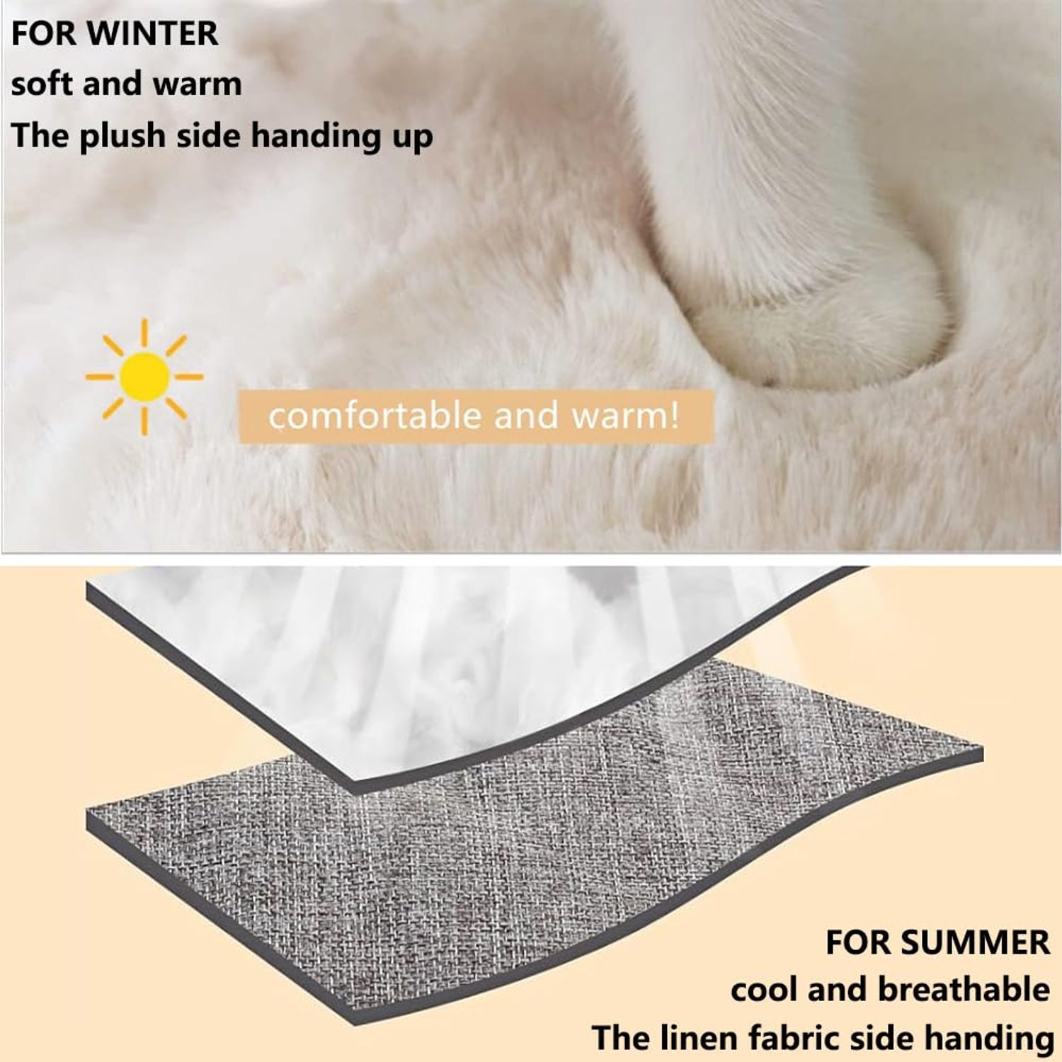 Reversible Cat Hammock for Cage Hanging, Soft Sleeping Bed for Kittens and Small Pets, Features Hardwood Spreader Bars, Portable Hammock can be Tied Between Trees or Posts (Grey+White, Medium)