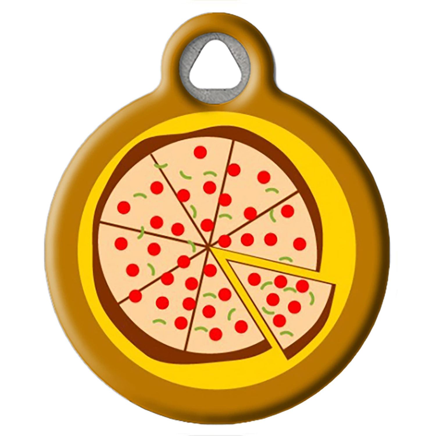 Dog Tag Art Pizza Pet ID Tag for Dogs and Cats, Silent Polymer Coated Stainless Steel Dog Tag with Customized Identification Information - Large 1.25" Diameter
