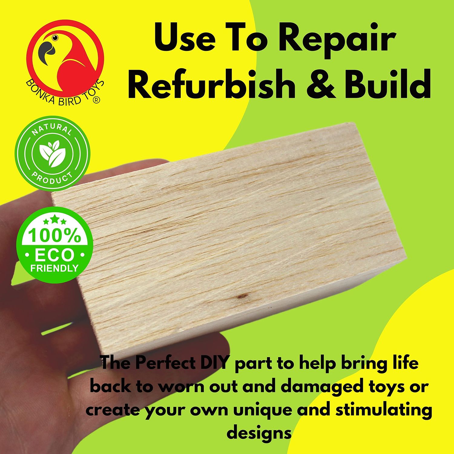 Bonka Bird Toys 2088 Balsa Brick Parrot Foot Craft Talon Cage Part Toy Conure Macaw