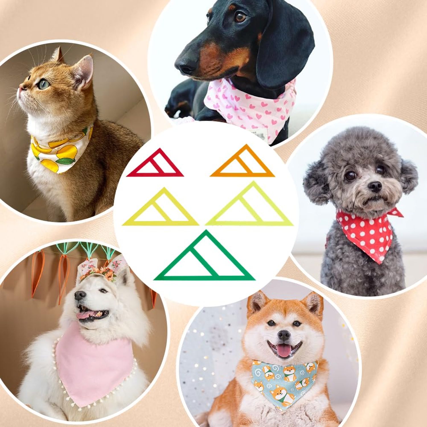 OLYCRAFT 5Pcs 5 Sizes Dog Bandana Sewing Template Set Triangle Reversible Template Quilting Stencil Acrylic Quilting Template Stencil Sewing Rulers Set for Dogs Cats Pets Bib Bandana Headscarf Making