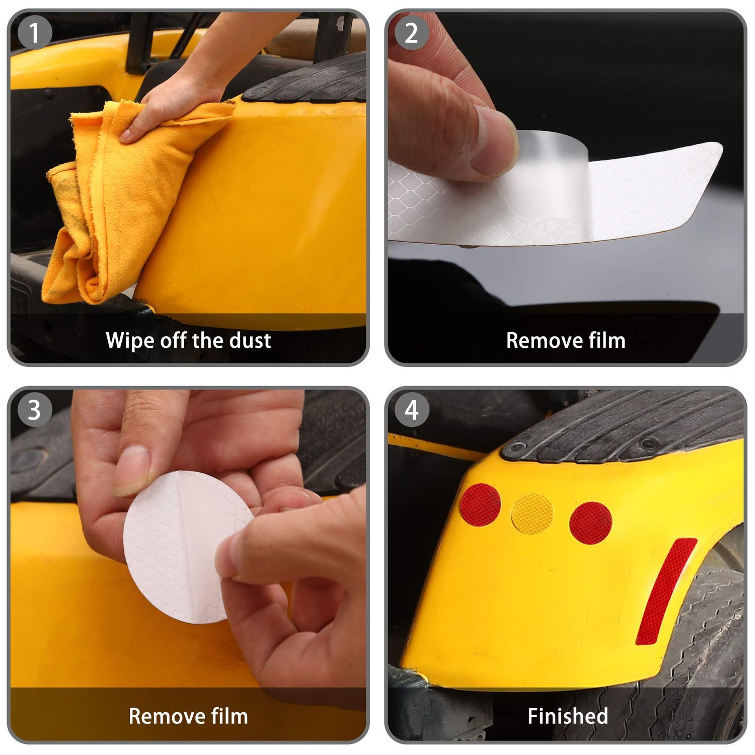 10L0L Golf Cart Reflective Stickers (Dots) Reflex Reflector Strips for Yamaha EzGo Club Car