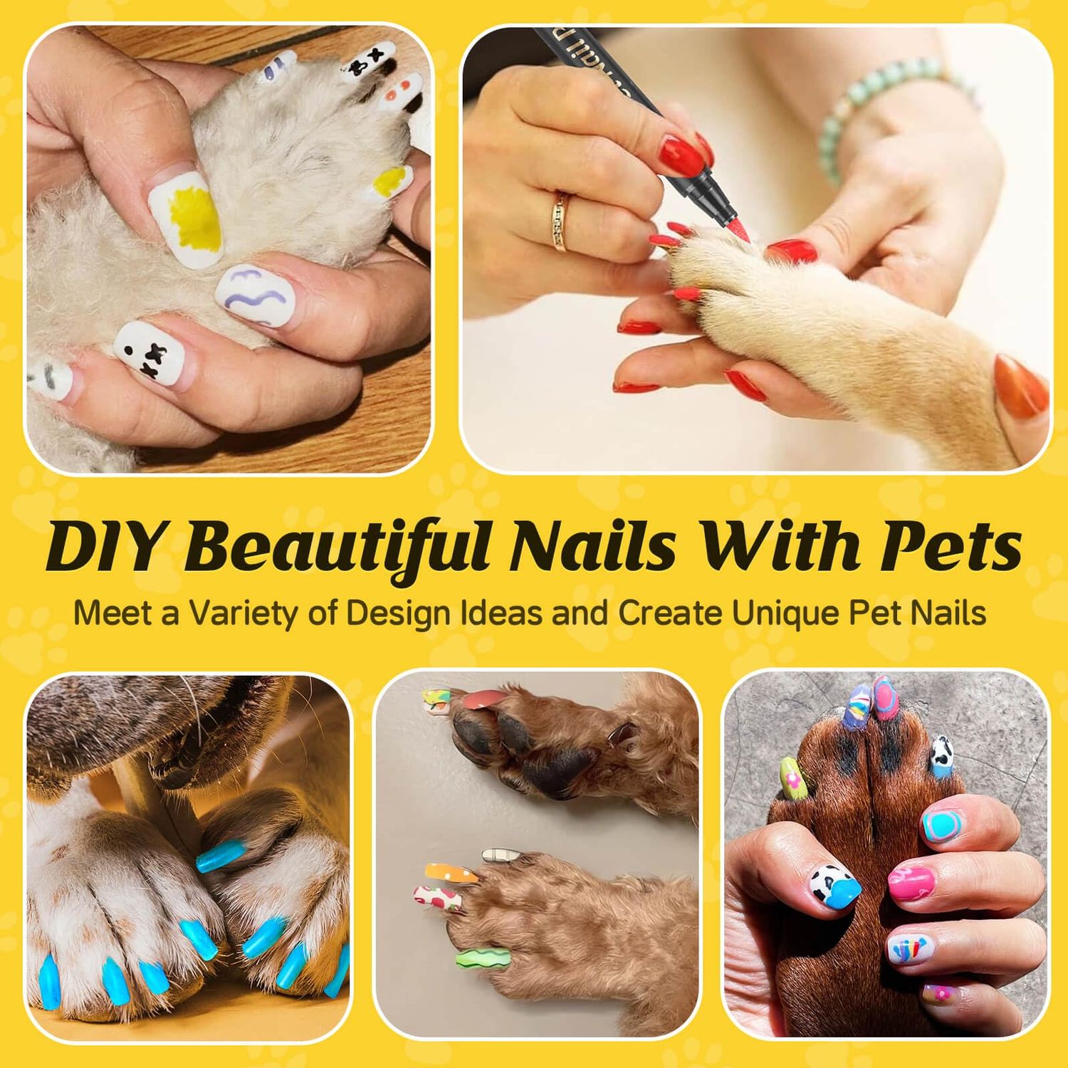 Cherocito Dog Nail Polish Pens Quick Dry,12 Colors Safe Dog Nail Polish Set to DIY Pretty Nails, Ideal Gifts for Dogs Cats Light Dark Nails, Odorless, Non-Toxic, Water-Based Pet Nail Accessories Set