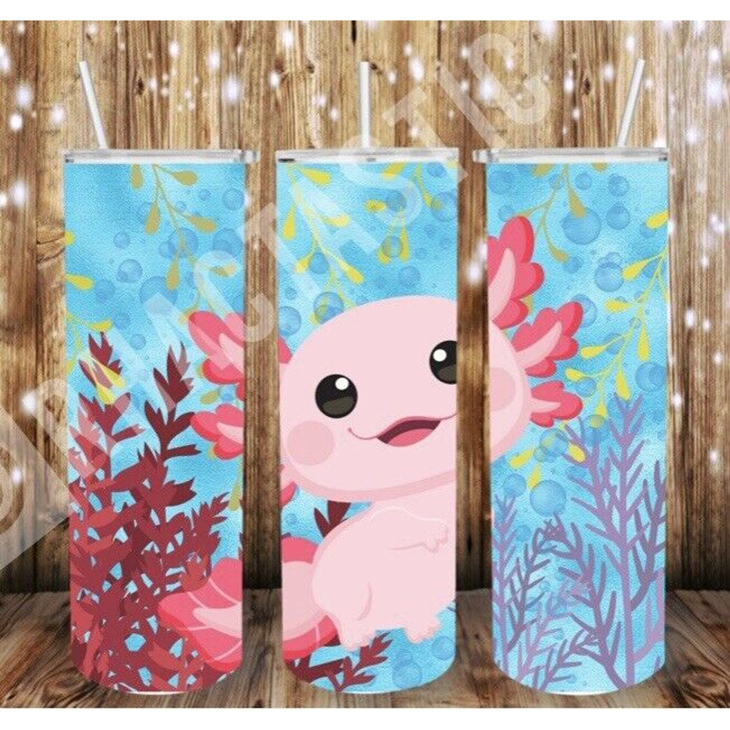 Adorable Pink pet Axolotl tumbler 20oz Custom drink cup decor summer Aquarium