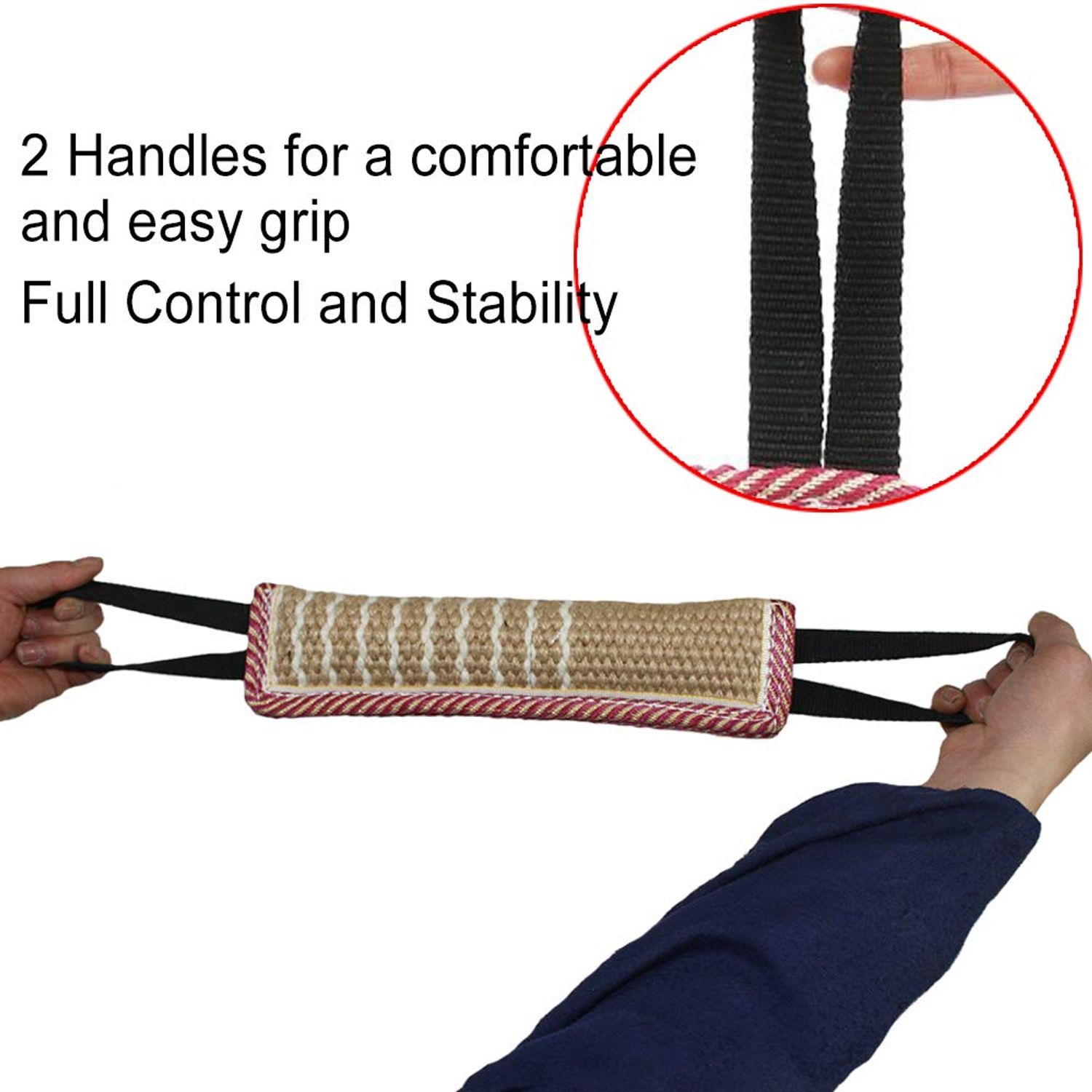 Dog Tug Toy |Tug of War Dog Toy |Jute Bite Pillow with 2 Handles for Puppy Training Interactive Play, Fetch, K9 |Suitable for Small Medium Large Dogs (Pink & Yellow, Striped)