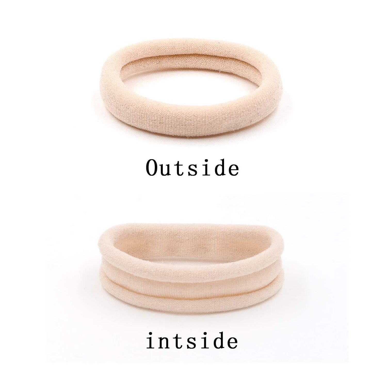 HOYOLS Soft & Stretch 1.6 Inch Cotton Hair Ties Large Hair Bands Nylon Fabric Ponytail Holder for Thick Heavy Curly Hair, No Slip No Damage Seamless Scrunchies Headbands 50 Pcs (Light Blonde)