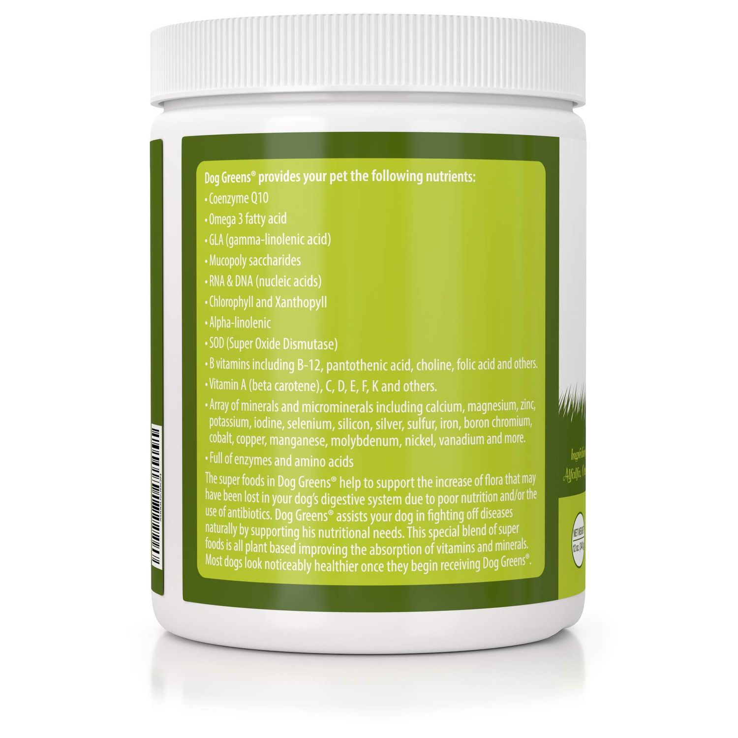Dog Greens Organic Plant-Based Supplement for Skin, Coat, Digestive & Immune Health in Dogs (12 oz); Natural, Holistic and Vet Approved, Add to Dog Food, Homemade Dog Food, Raw Dog Food, Vegan, 4 Pack