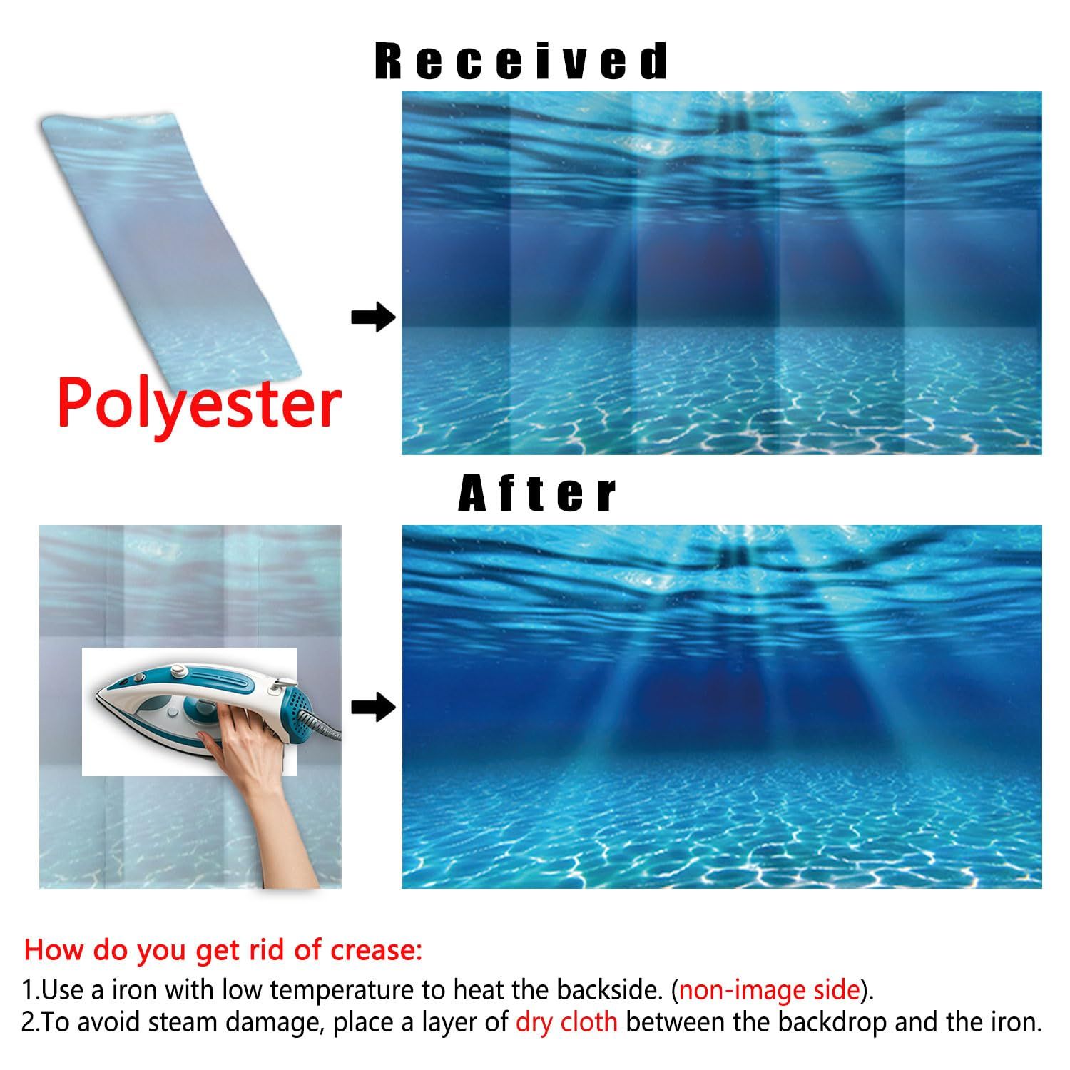 Dtekoj Natural Undersea Aquarium Background, Underwater Ocean Sunlight Fish Tank Background 48X18IN with 8 EVA Double-Sided Tape