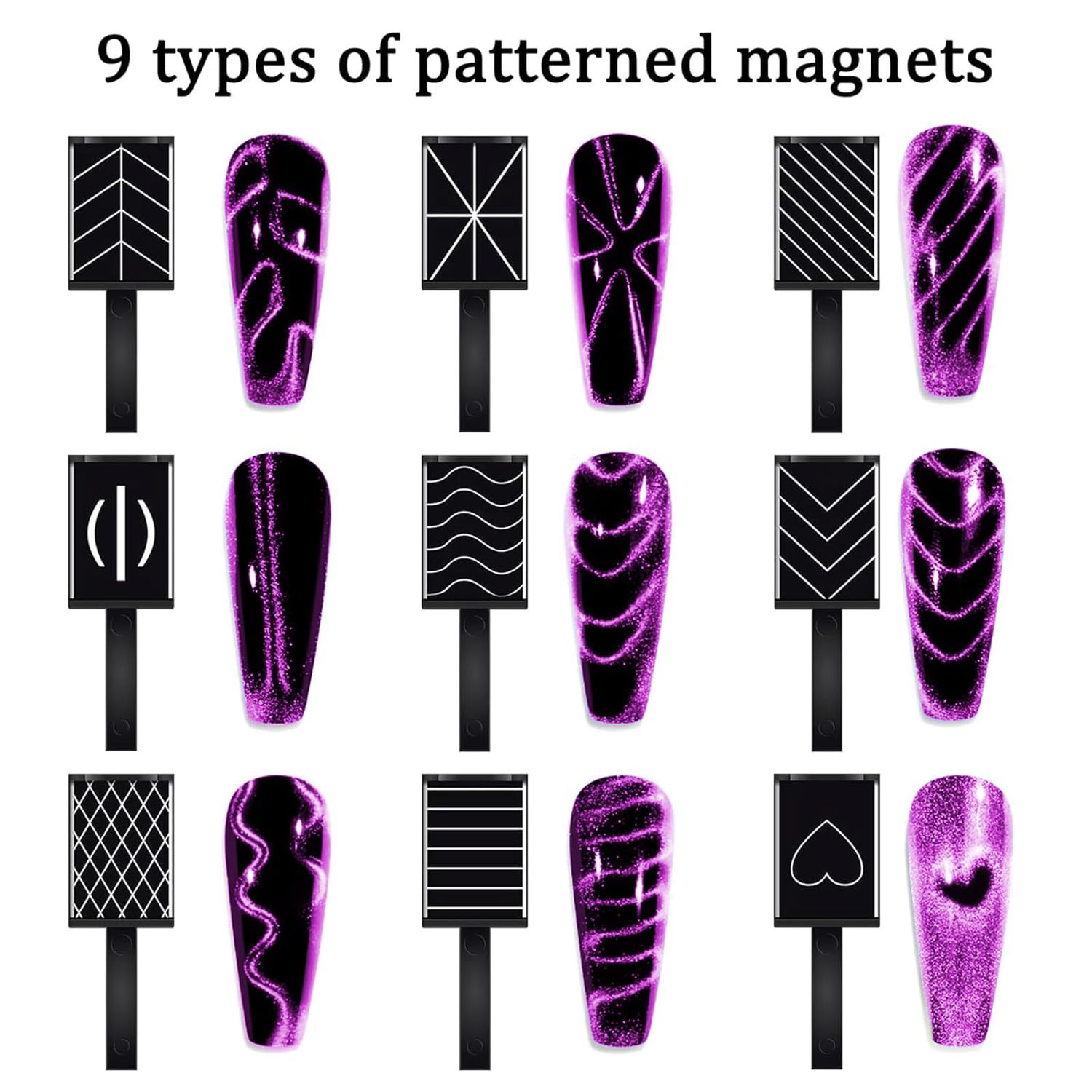 JFIYUOMCI 72Pcs Nail Magnet Tool Set, Cat Eye Gel Nail Polish Magnet Wand, Magnetic Nail Polish, Cat Eye Magnet for Nails, Cat Eye Magnets Tool Nail Design Tools Nail Art Accessories