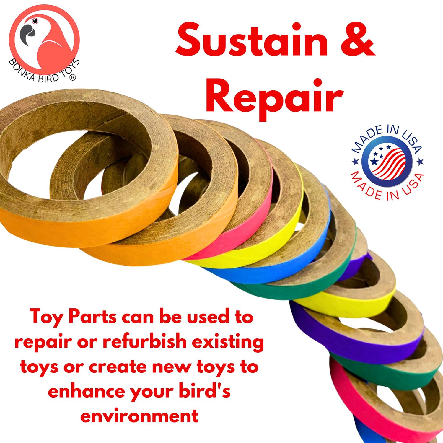 Bonka Bird Toys 2113 Pk12 Chew Bagels 2.75 inch Foraging Chew Foot Toy Beak Feet Parrot Foraging Foot Craft Talon Conure