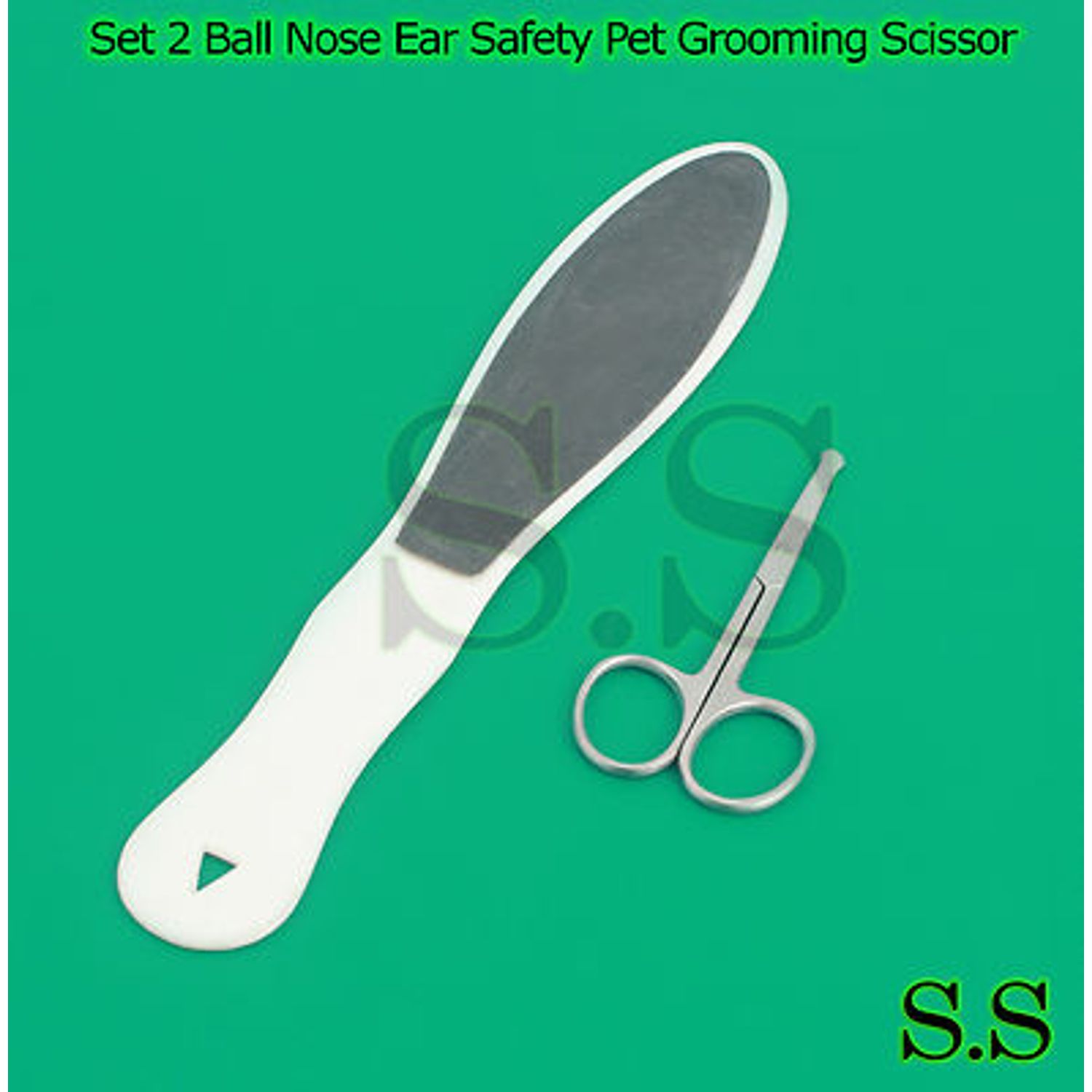 Ball Nose Ear Safety Pet Grooming Scissor,Foot Filer Duel Side Foot Care BTS-235