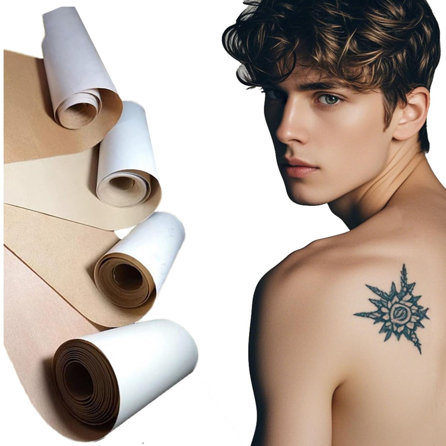 Tattoo Cover Up Tape, 1 Roll Ultra Thin Patches for Concealing Tattoos, Scars, Birthmarks, Invisible, Waterproof, Breathable Makeup Skin Tone Concealer Stickers for Flawless Coverage (10cmx2m,beige)