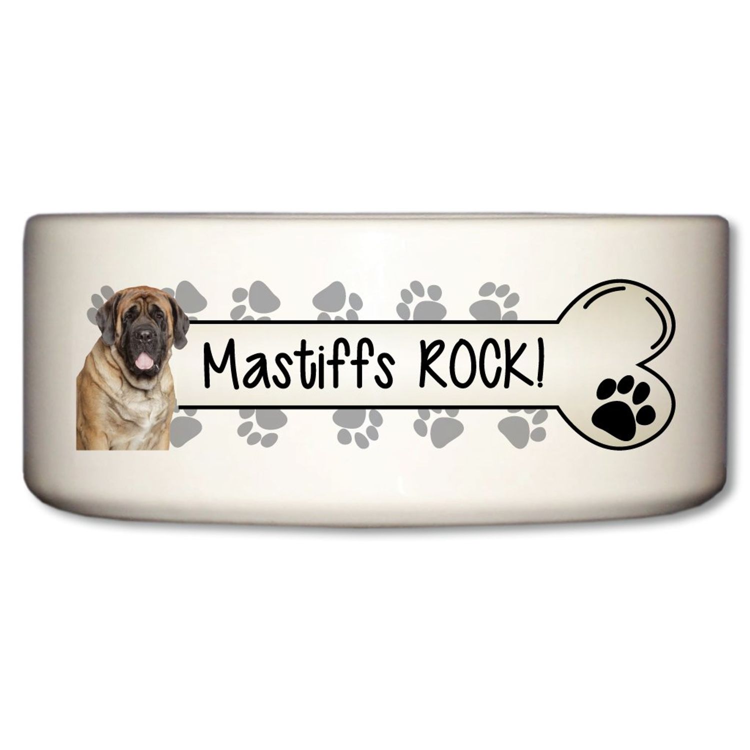 VictoryStore Pet and Dog Food Bowl - Ceramic Dog Bowl - Mastiffs Rock - Paw Prints Design