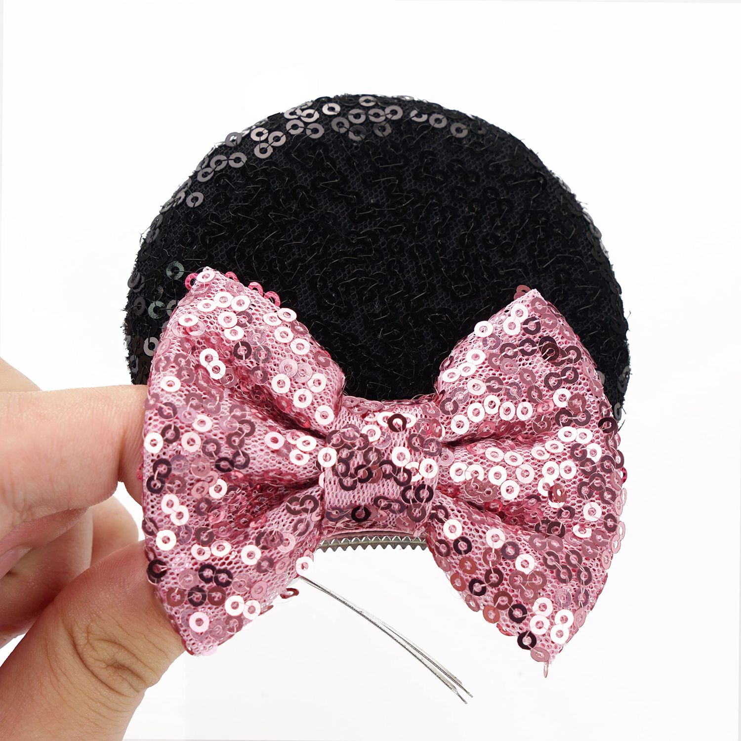 8PCS Sequin Mouse Mickey Ears Hair Clips Glitter Hair Bows Cute Miniie Mice Ears Clips Barrettes for Women Girls Hair Accessories for Costume Party Favor Halloween Christmas Decoration