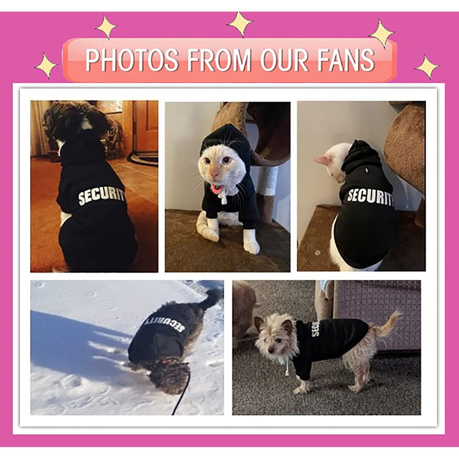 Security Dog Hoodies Dog Clothes Apparel Winter Sweatshirt Warm Sweater Cotton Puppy Small Dog Hoodie for Small Dog Medium Large Dog Cat (Black, M)